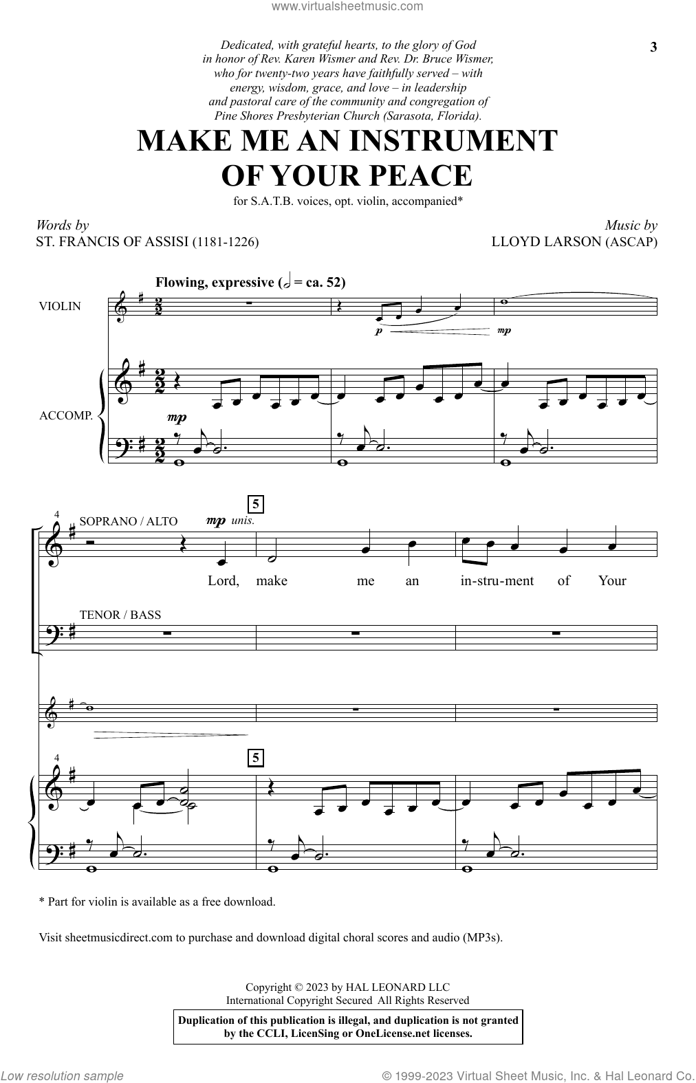 Make Me An Instrument Of Your Peace sheet music for choir (SATB: soprano,  alto, tenor, bass)