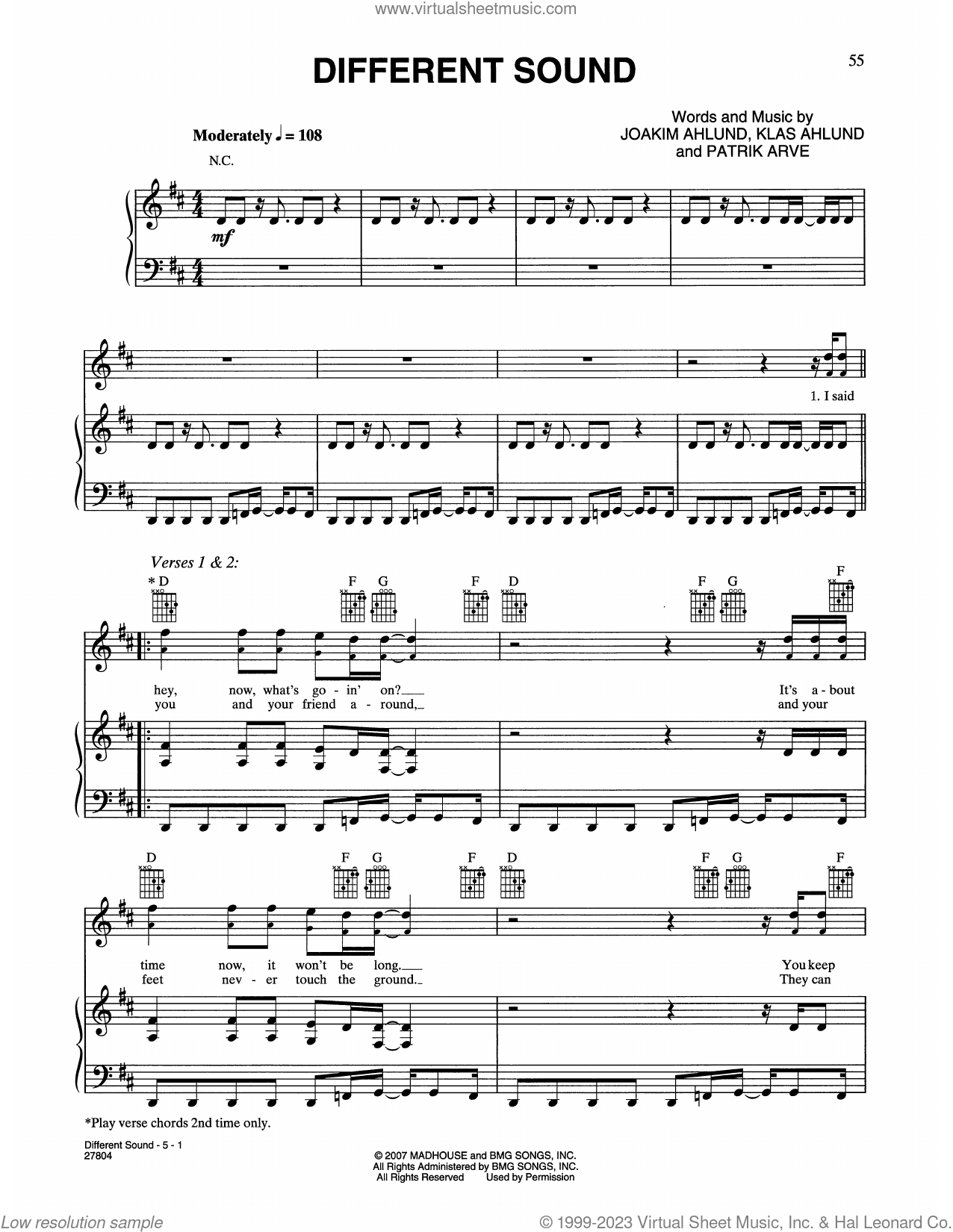 Different Sound (feat. Malte) (from Music And Lyrics) sheet music for ...