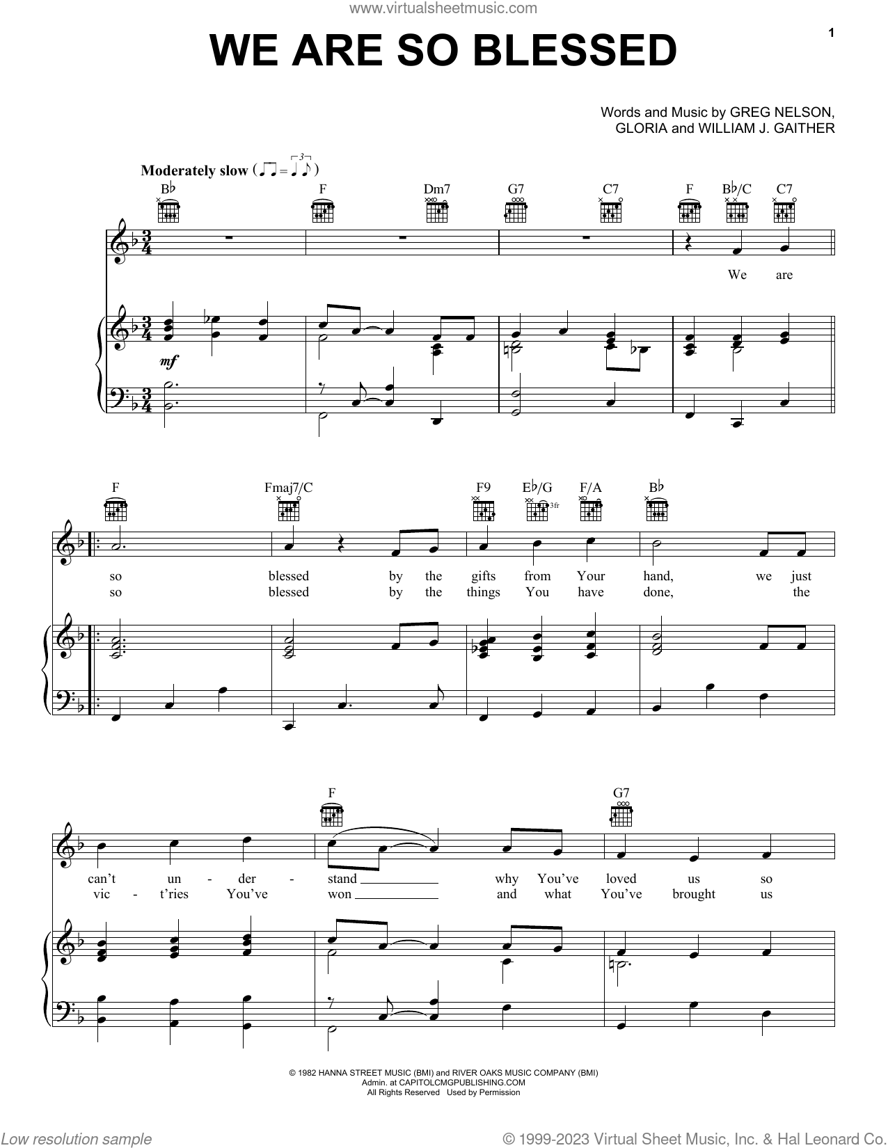 We Are So Blessed sheet music for voice, piano or guitar (PDF)