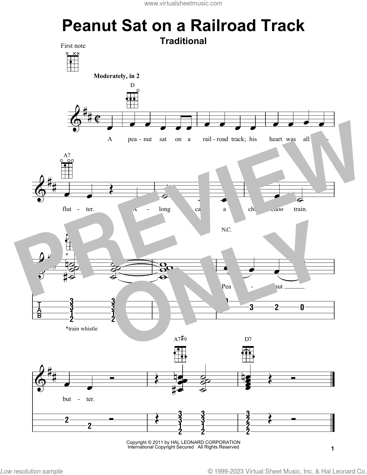 Peanut Sat On A Railroad Track sheet music for ukulele (PDF)