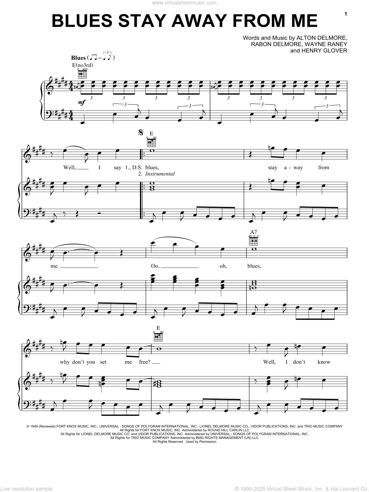 Blues Stay Away From Me Sheet Music For Voice Piano Or Guitar blues-stay-away-from-me-sheet-music-for-voice-piano-or-guitar