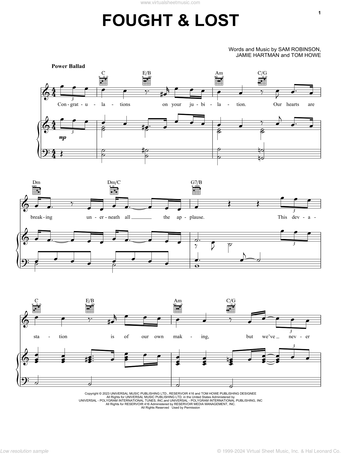 Fought and Lost (feat. Brian May) sheet music for voice, piano or guitar