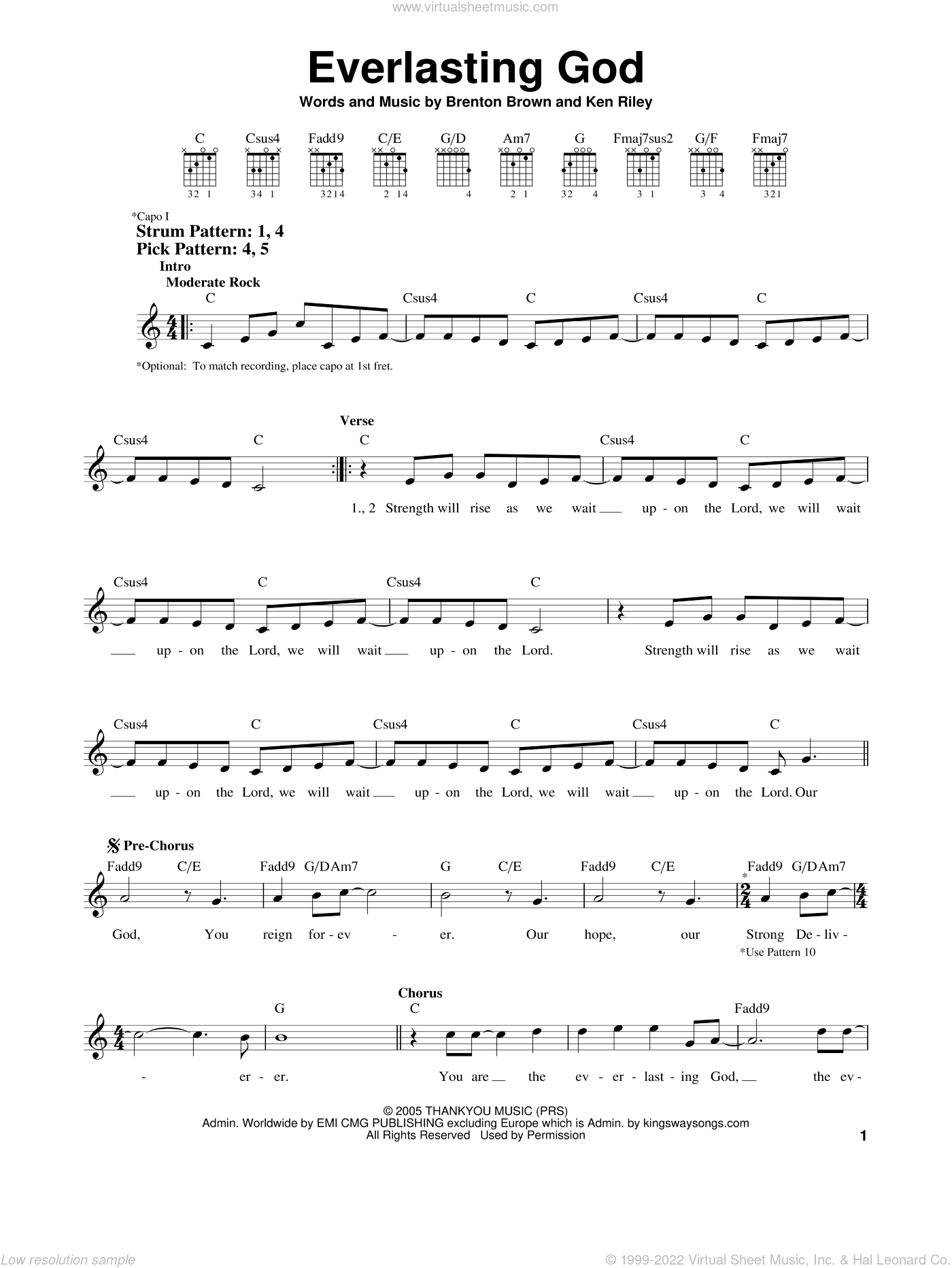 Tomlin - Everlasting God sheet music for guitar solo (chords) v2