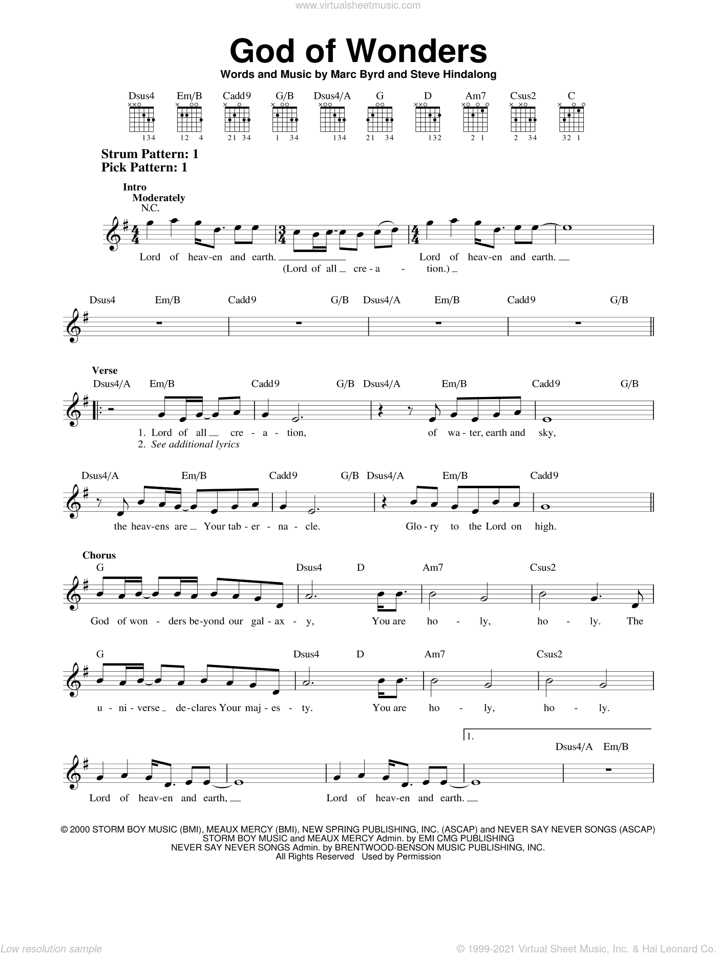 Byrd - God Of Wonders sheet music for guitar solo (chords) [PDF]