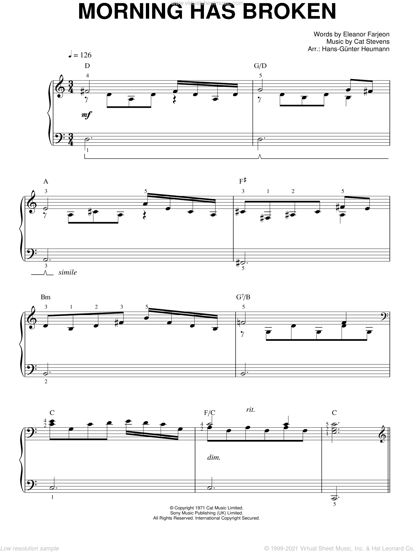 Stevens - Morning Has Broken sheet music for piano solo PDF