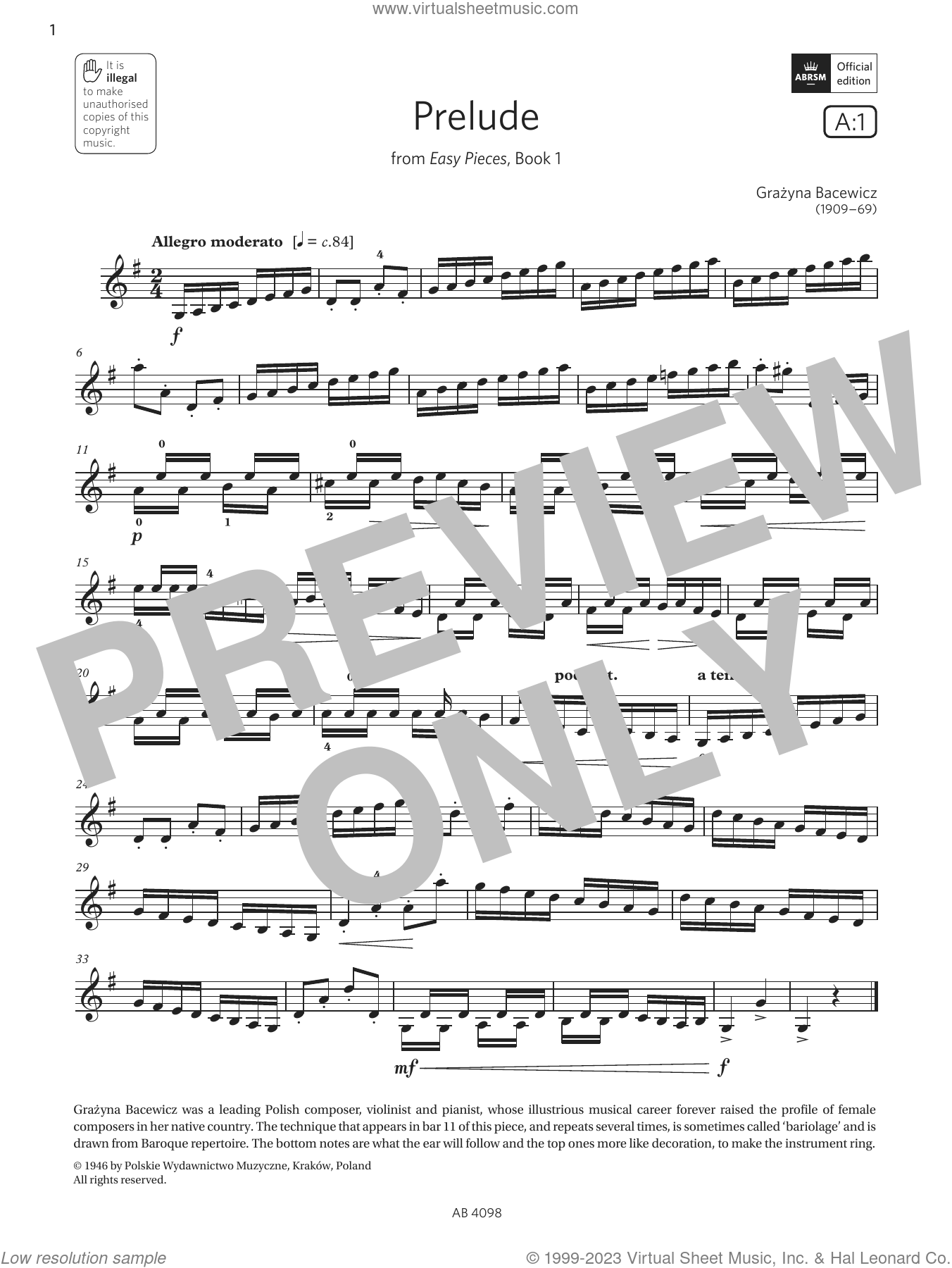 Prelude Grade 4 A1 From The ABRSM Violin Syllabus From 2024 Sheet   HL 1246218First BIG 