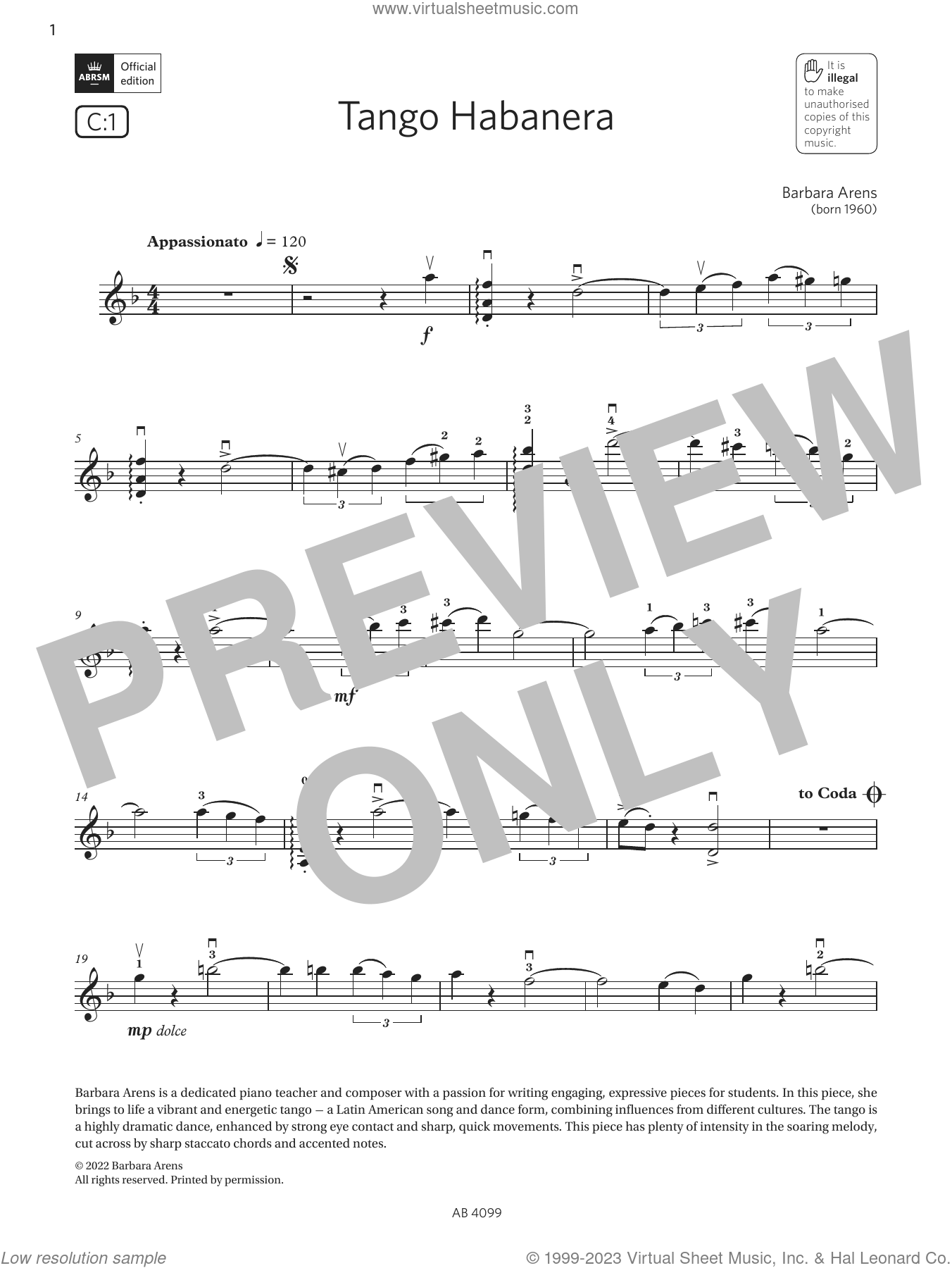 Tango II (Habanera) - Tango II (Habanera) Sheet music for Piano