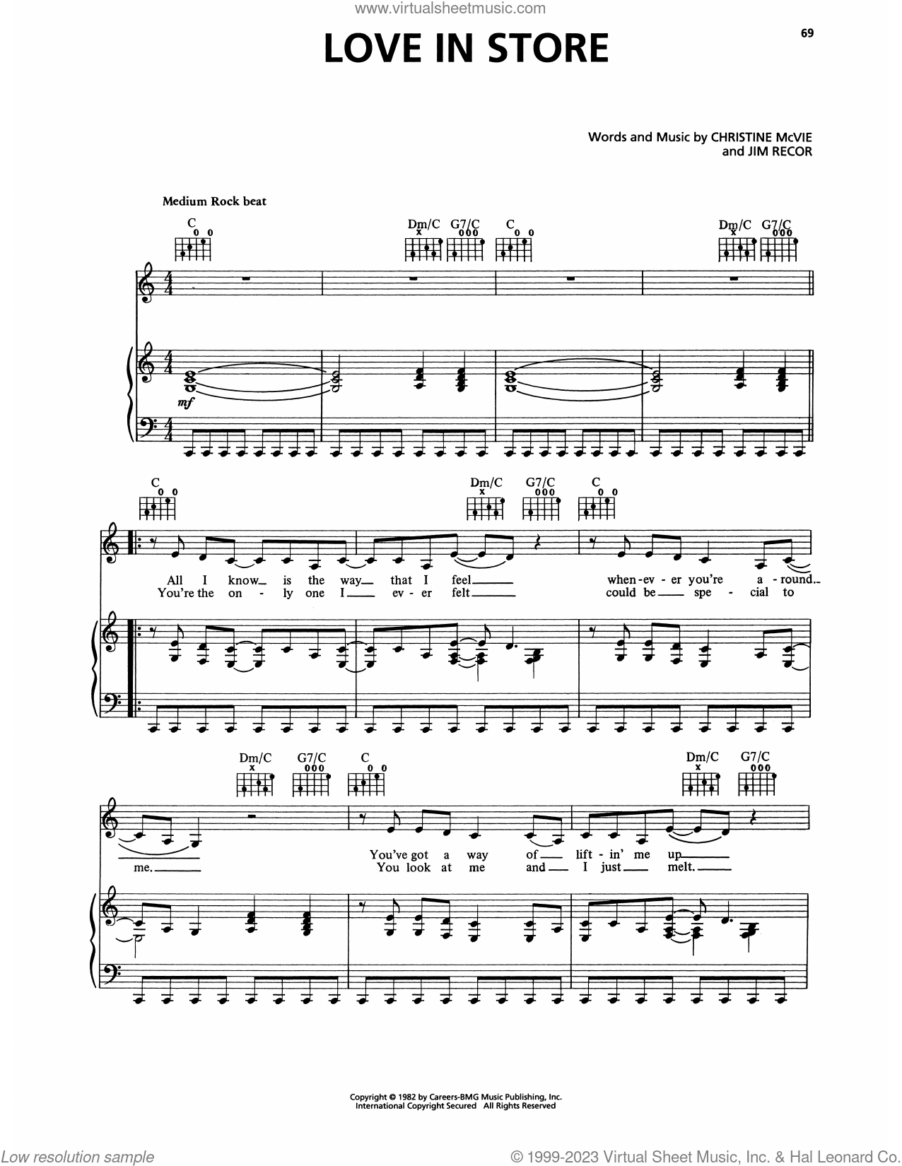 Love In Store sheet music for voice, piano or guitar (PDF)