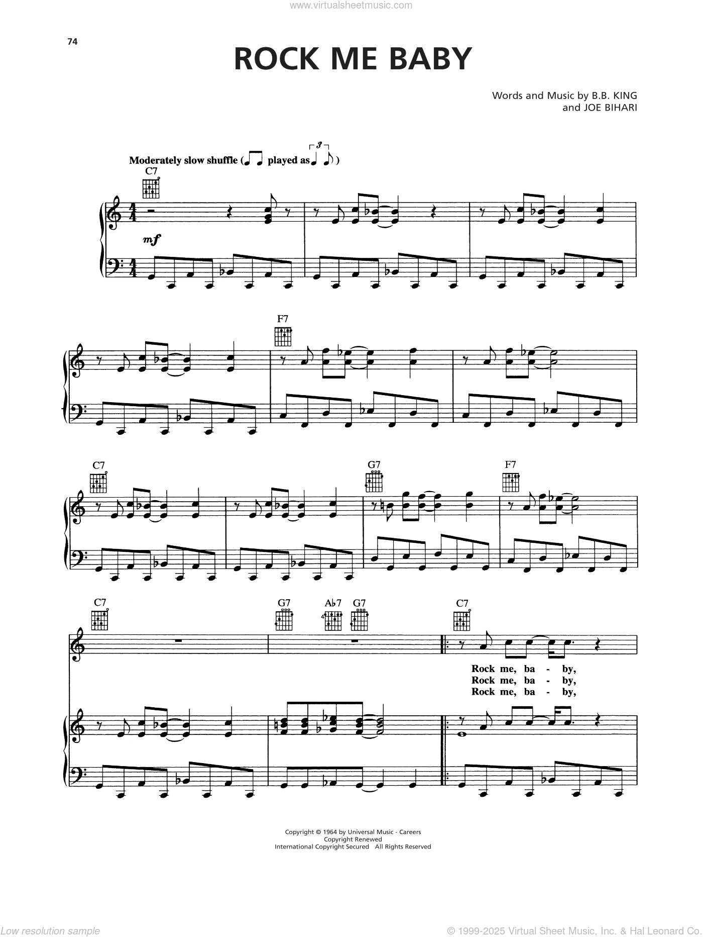 Rock Me Baby sheet music for voice, piano or guitar (PDF)