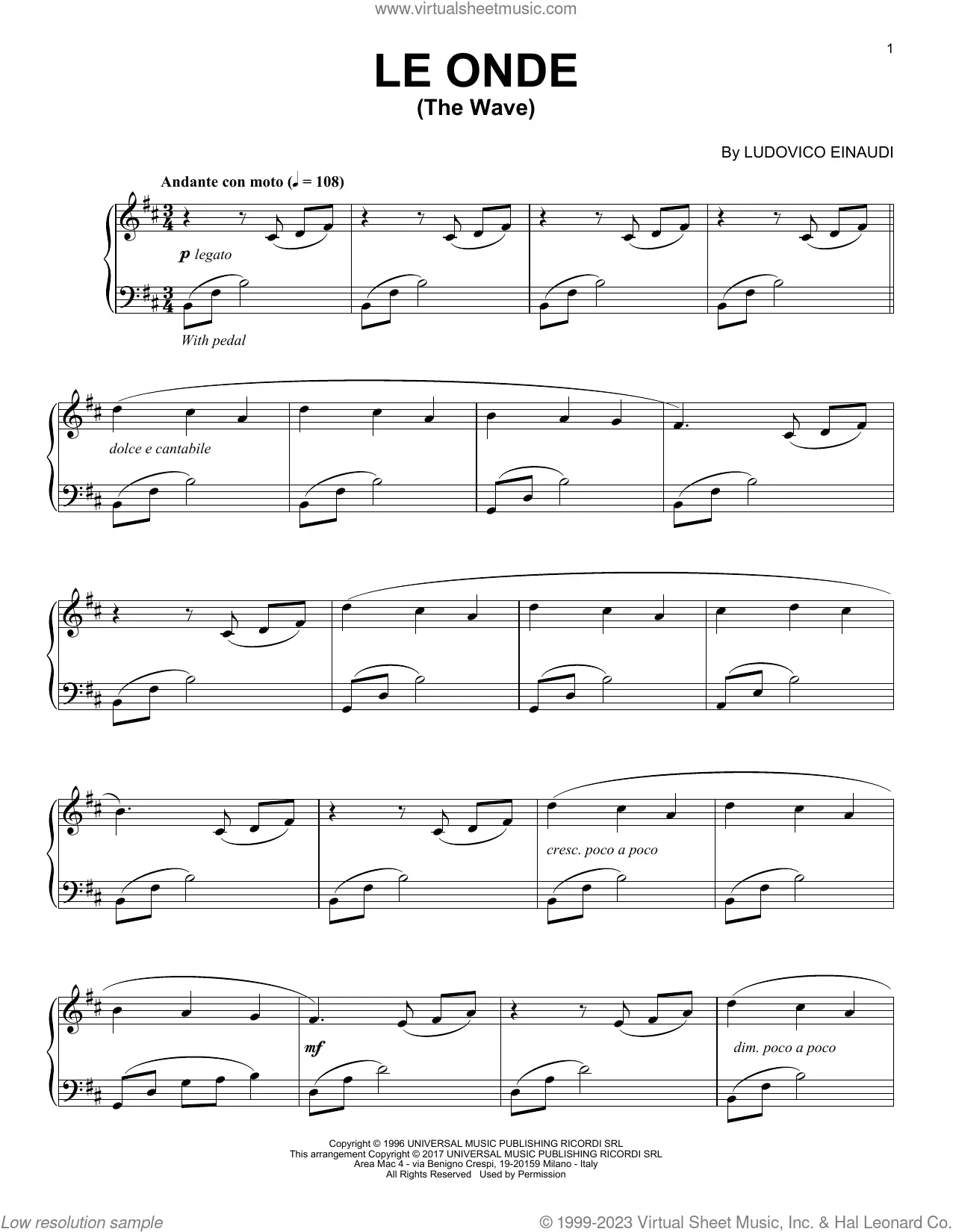 Partition Ludovico Einaudi Andare notes de piano, téléchargement numérique,  PDF imprimable, facile à jouer, feuille de musique PDF imprimable numérique  -  France