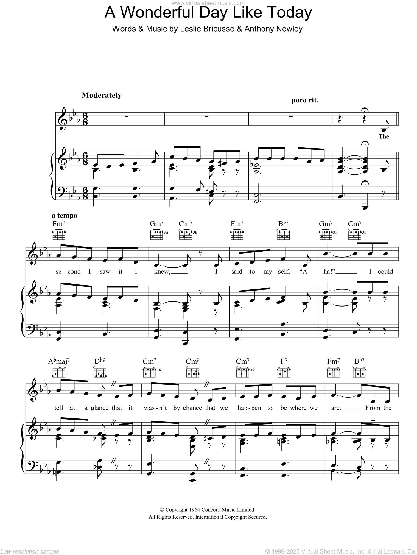 A Wonderful Day Like Today Sheet Music For Voice, Piano Or Guitar V2