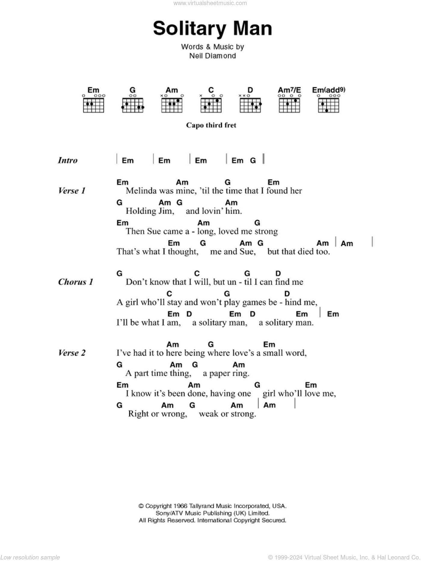 Neil Diamond – Play Me, Guitar Lesson, Tab & Chords