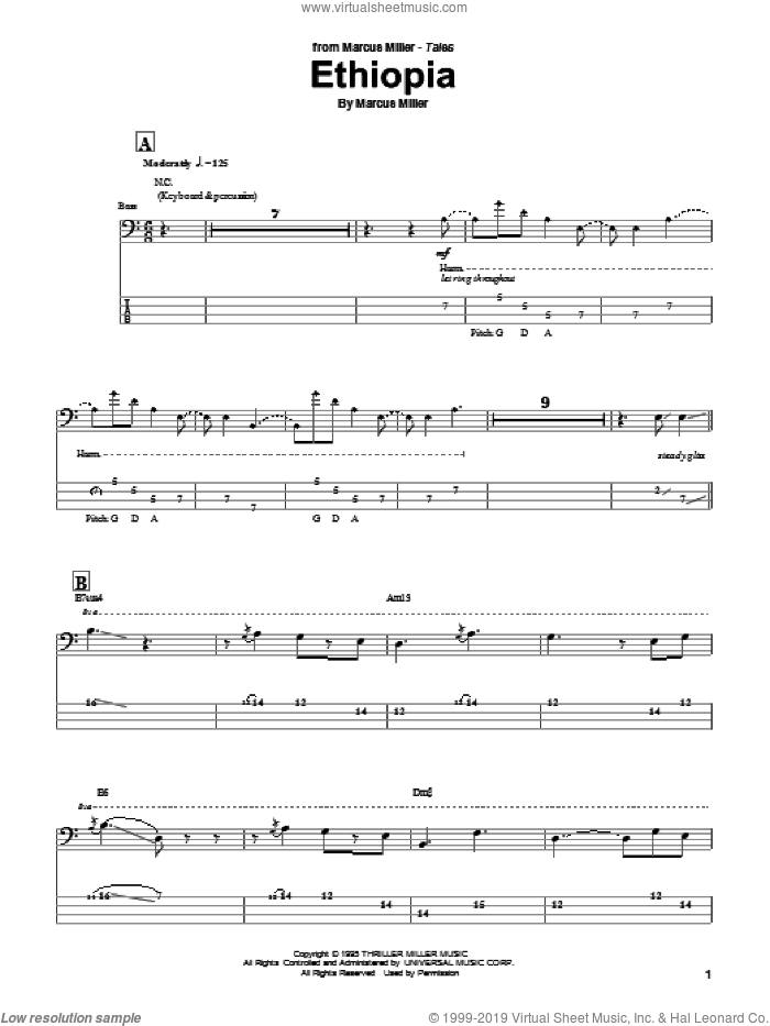 Ethiopia sheet music for bass (tablature) (bass guitar) (PDF)