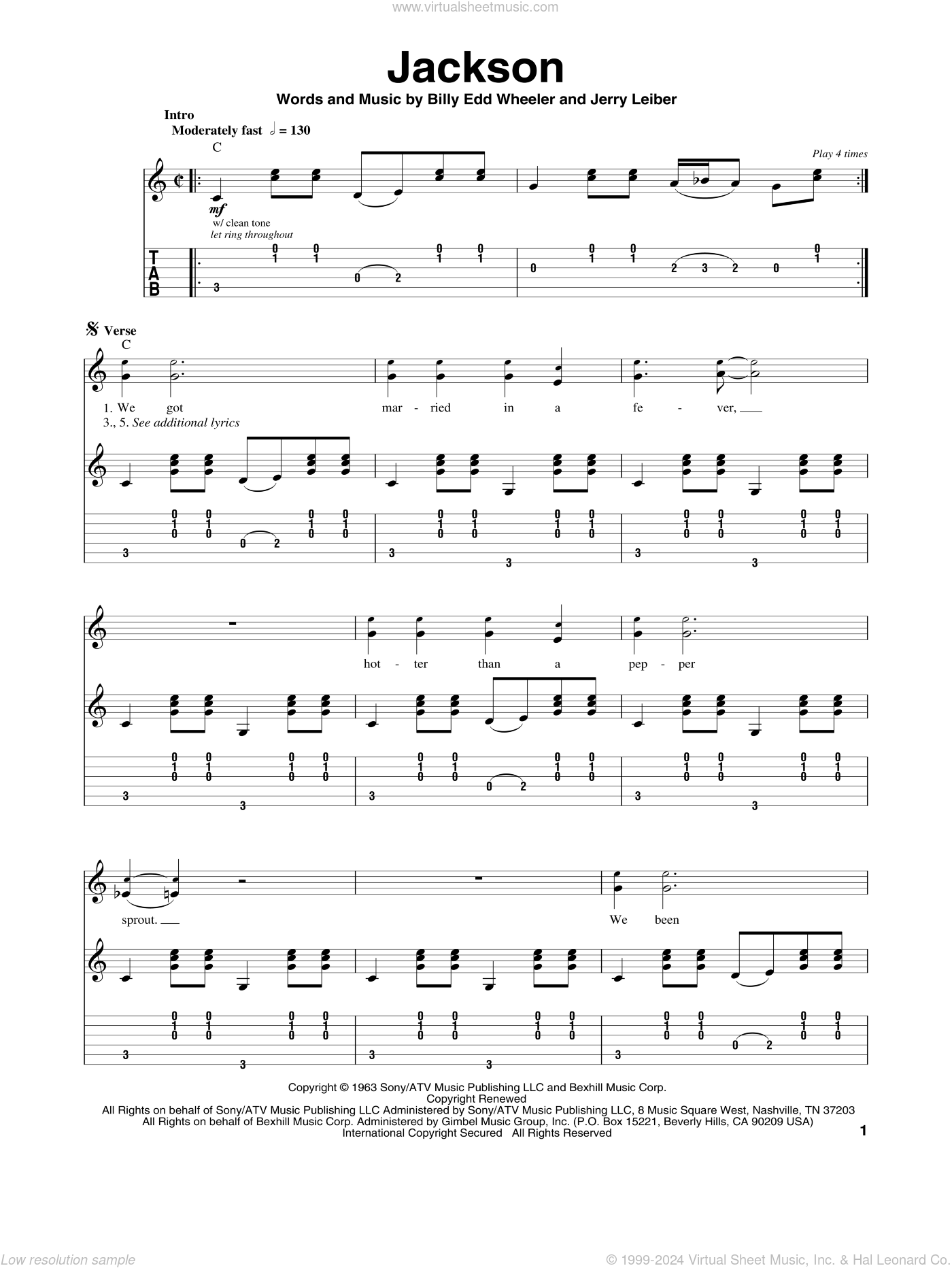 Jackson sheet music for guitar (tablature, play-along) (PDF)