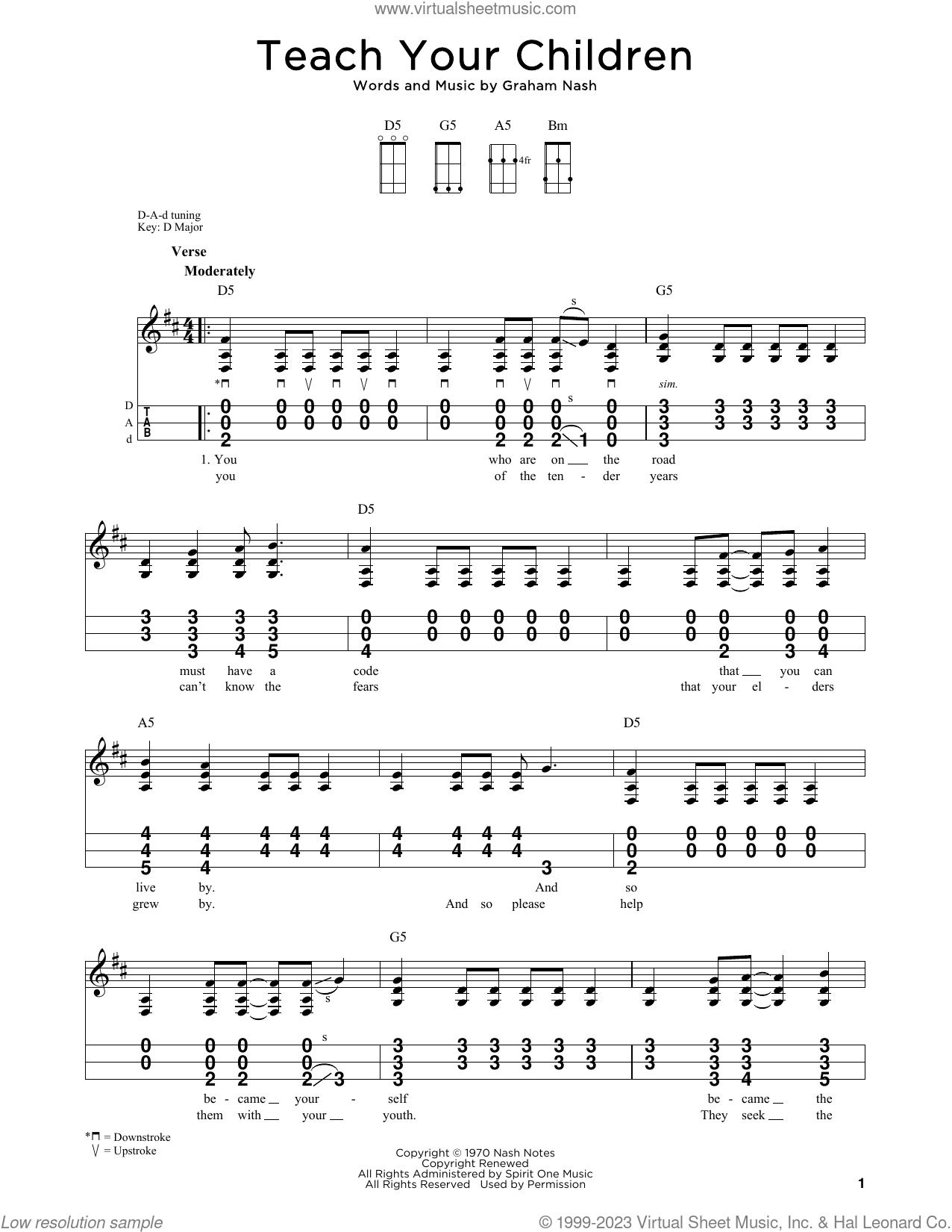 Teach Your Children sheet music for dulcimer solo (PDF)