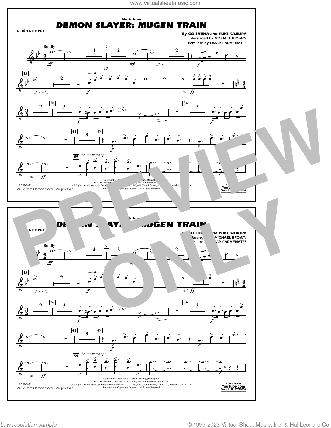 Music from Demon Slayer Mugen Train sheet music for marching band (1st