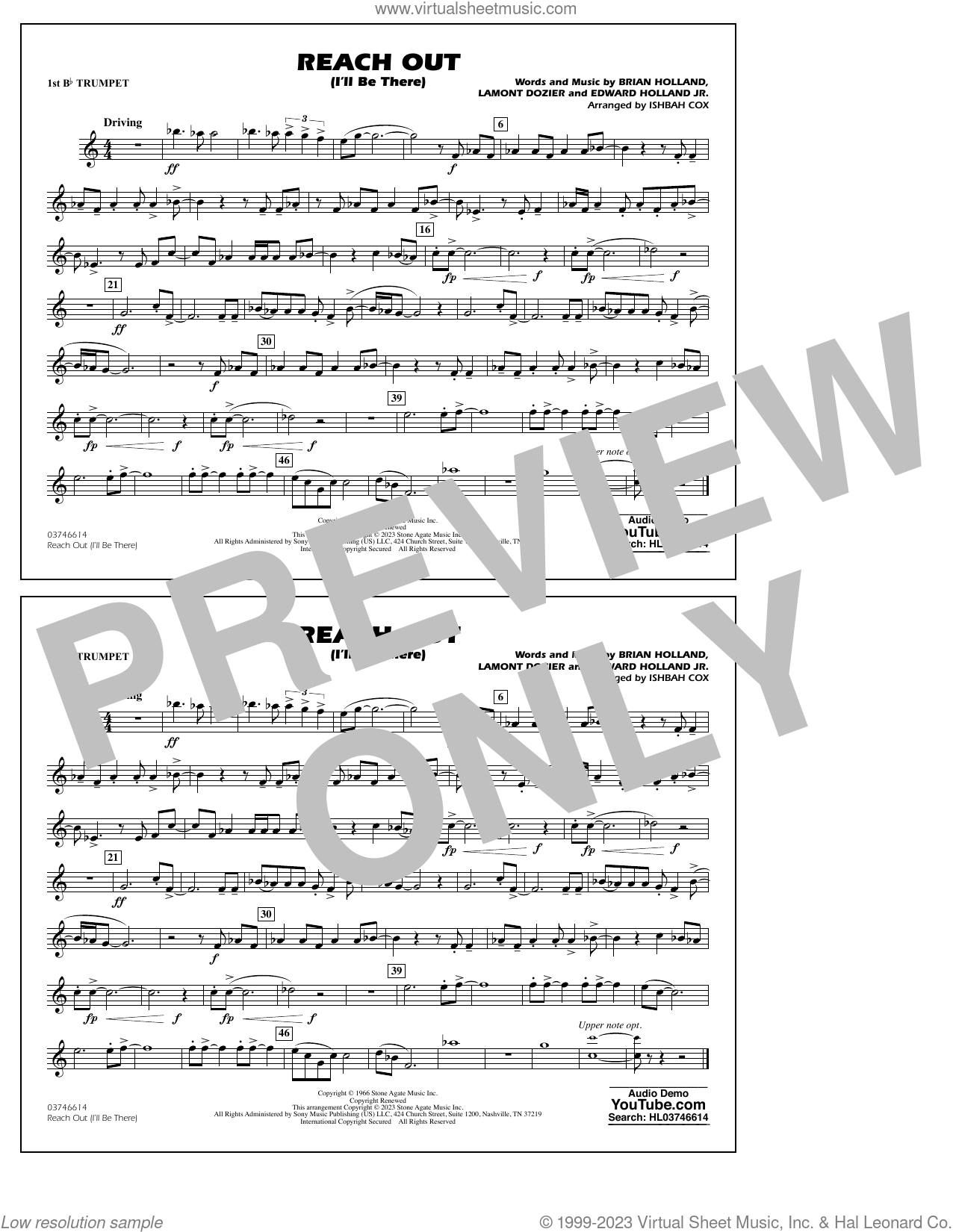 Reach Out (i'll Be There) (arr. Cox) Sheet Music For Marching Band (1st 