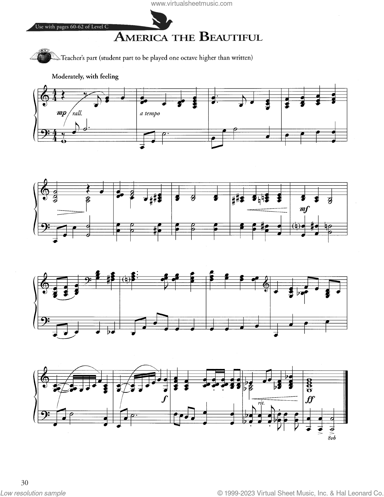 Partitura per a America The BeautifulPartitura per a America The Beautiful  