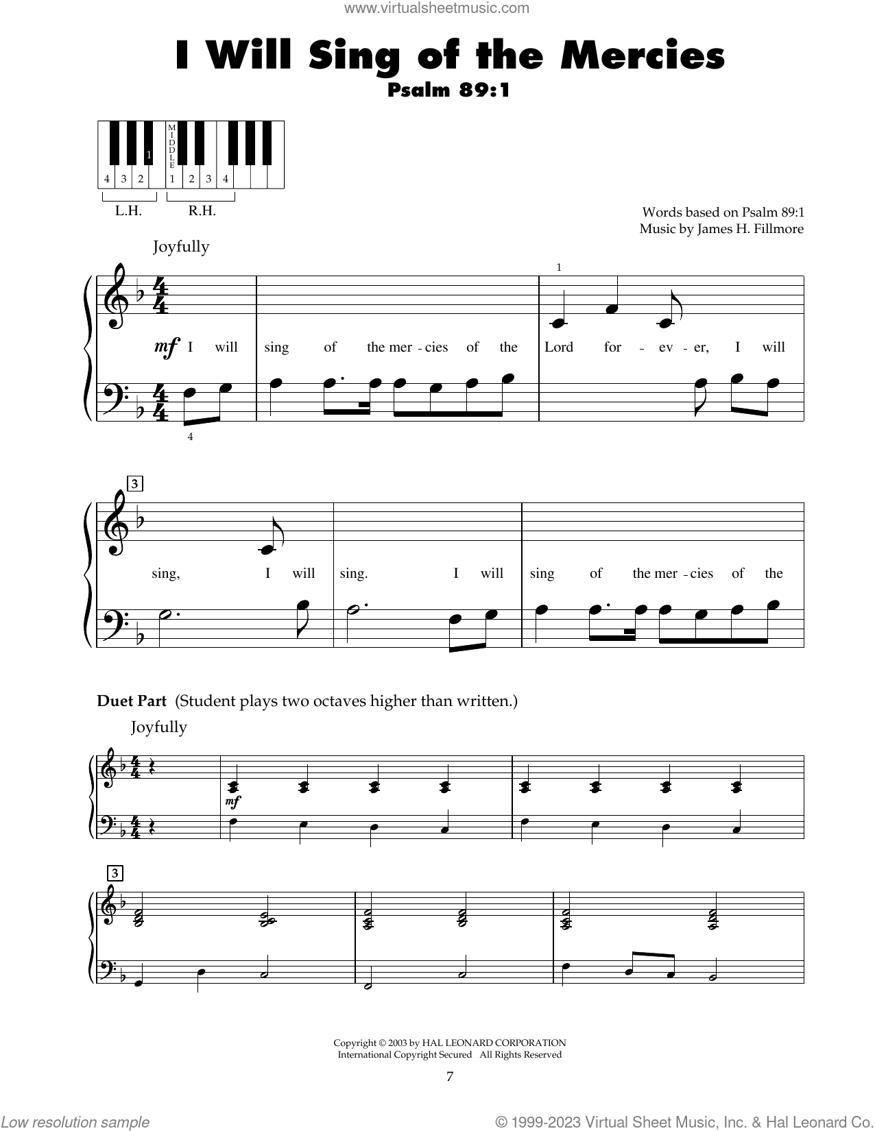 I Will Sing Of The Mercies Sheet Music (beginner) For Piano Solo (5 