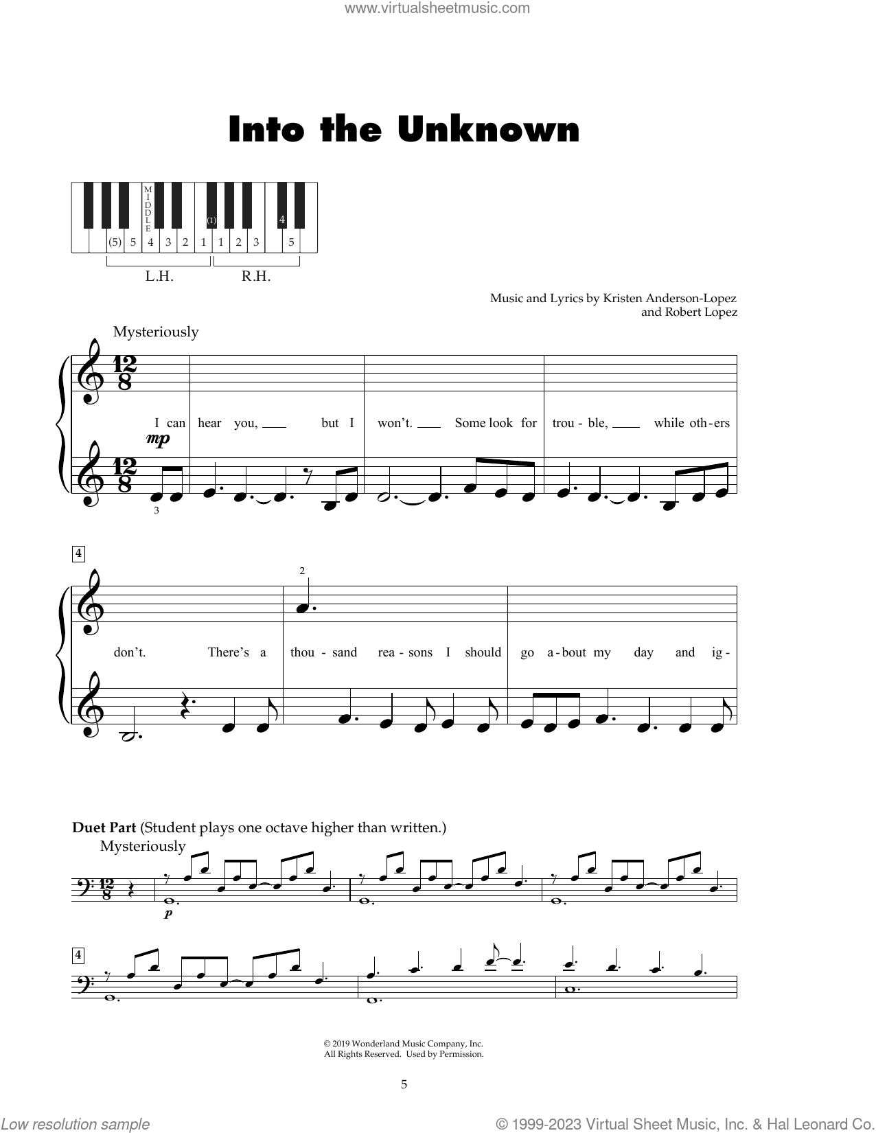 Into The Unknown (from Frozen 2) sheet music for piano solo (5