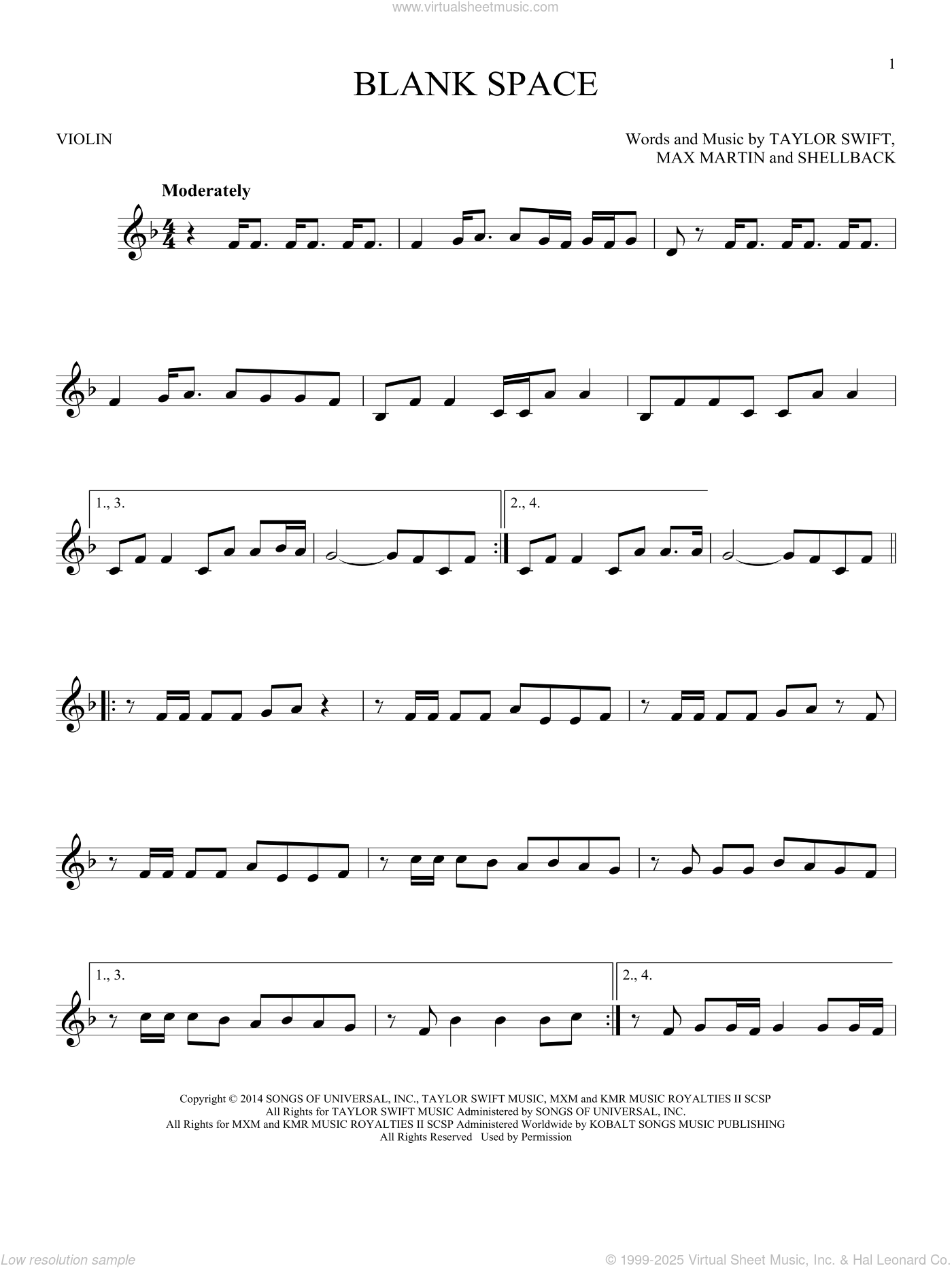 Blank Space Sheet Music For Violin Blank Space Taylor Swift Violin ...