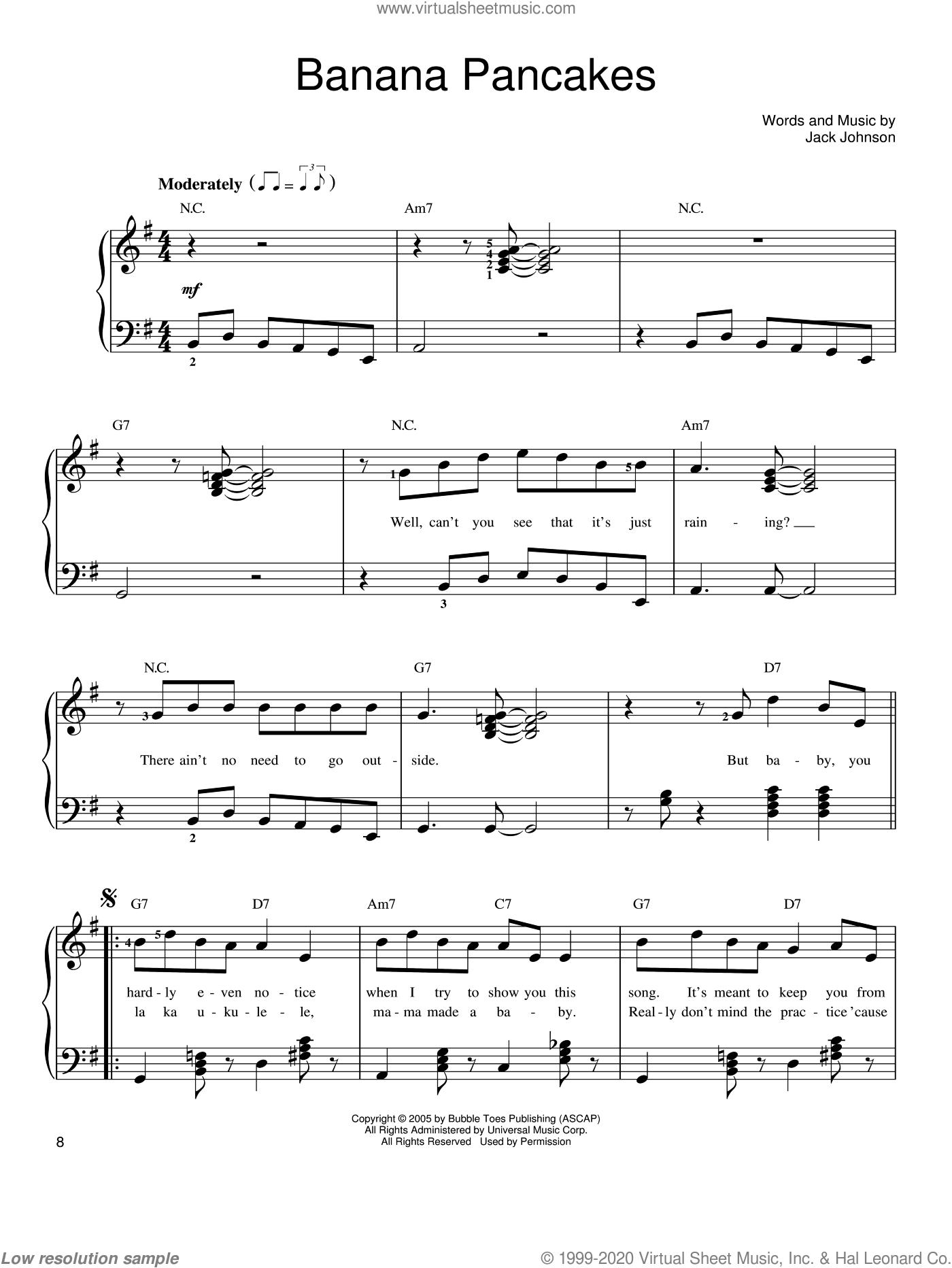 Pancakes sheet for piano solo (PDF-interactive)