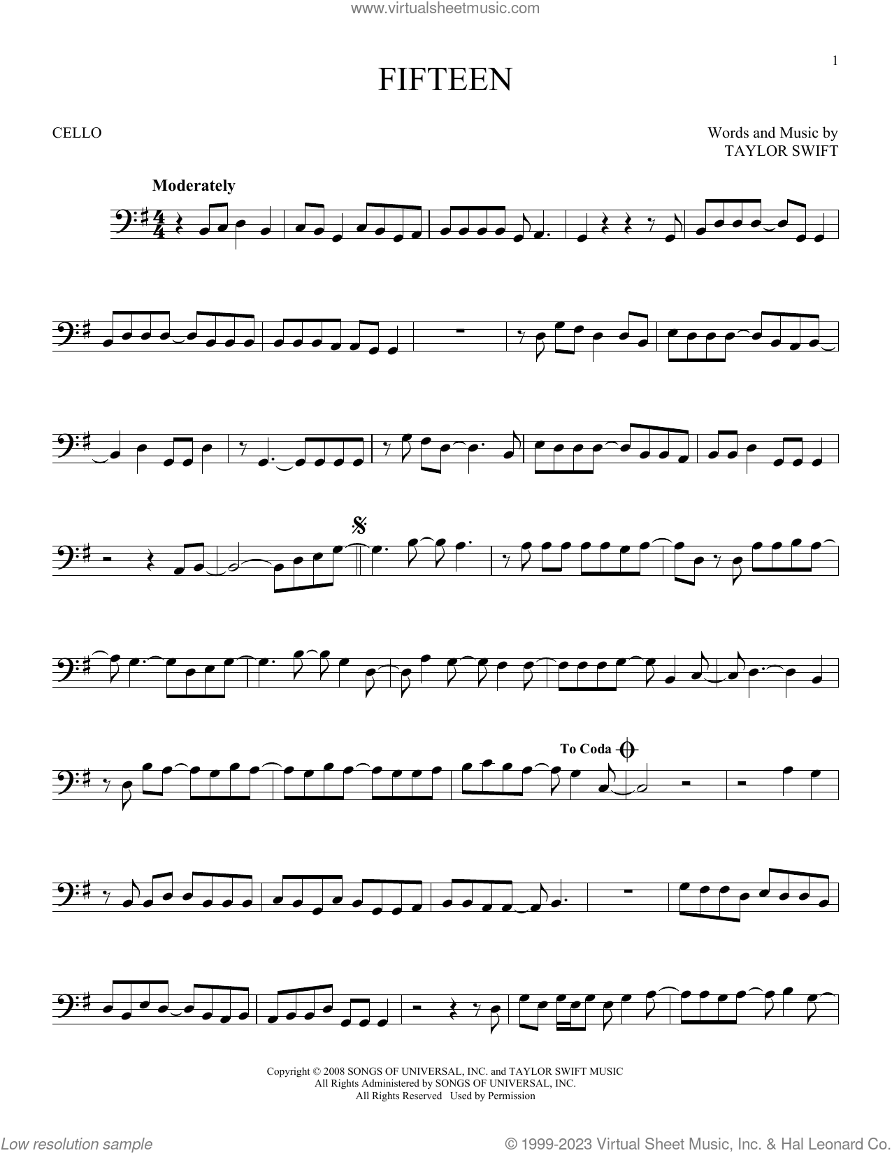 Fifteen sheet music for cello solo (PDF-interactive) for Free Printable Cello Sheet Music