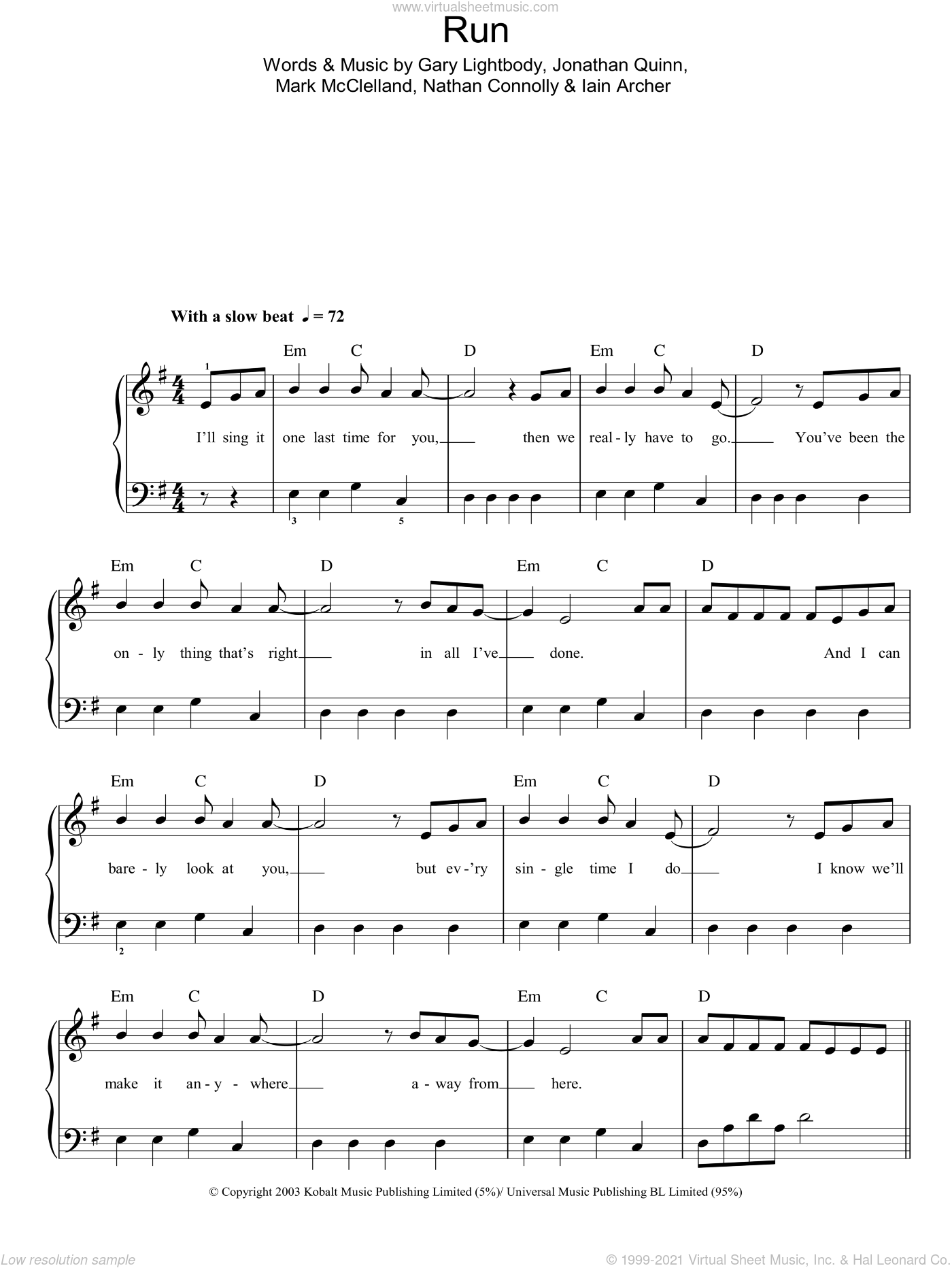 Run for your life Sheet music for Piano (Solo)