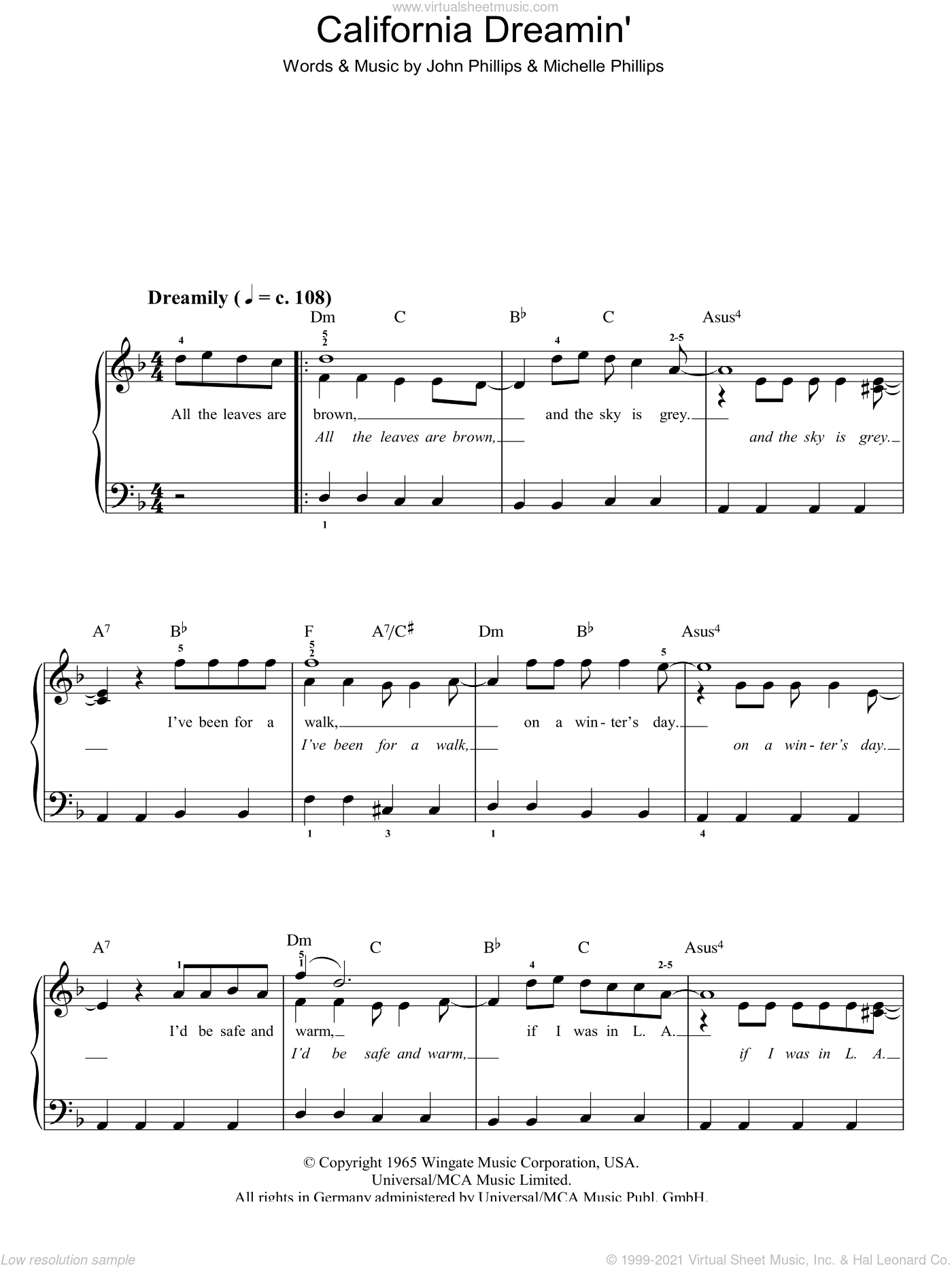 Papas California Dreamin Sheet Music Easy Version 2 For Piano Solo I know i've been here before but not going down in this storm so long, farewell to my darkest days listen to me now as i wash away my fears. papas california dreamin sheet music easy version 2 for piano solo