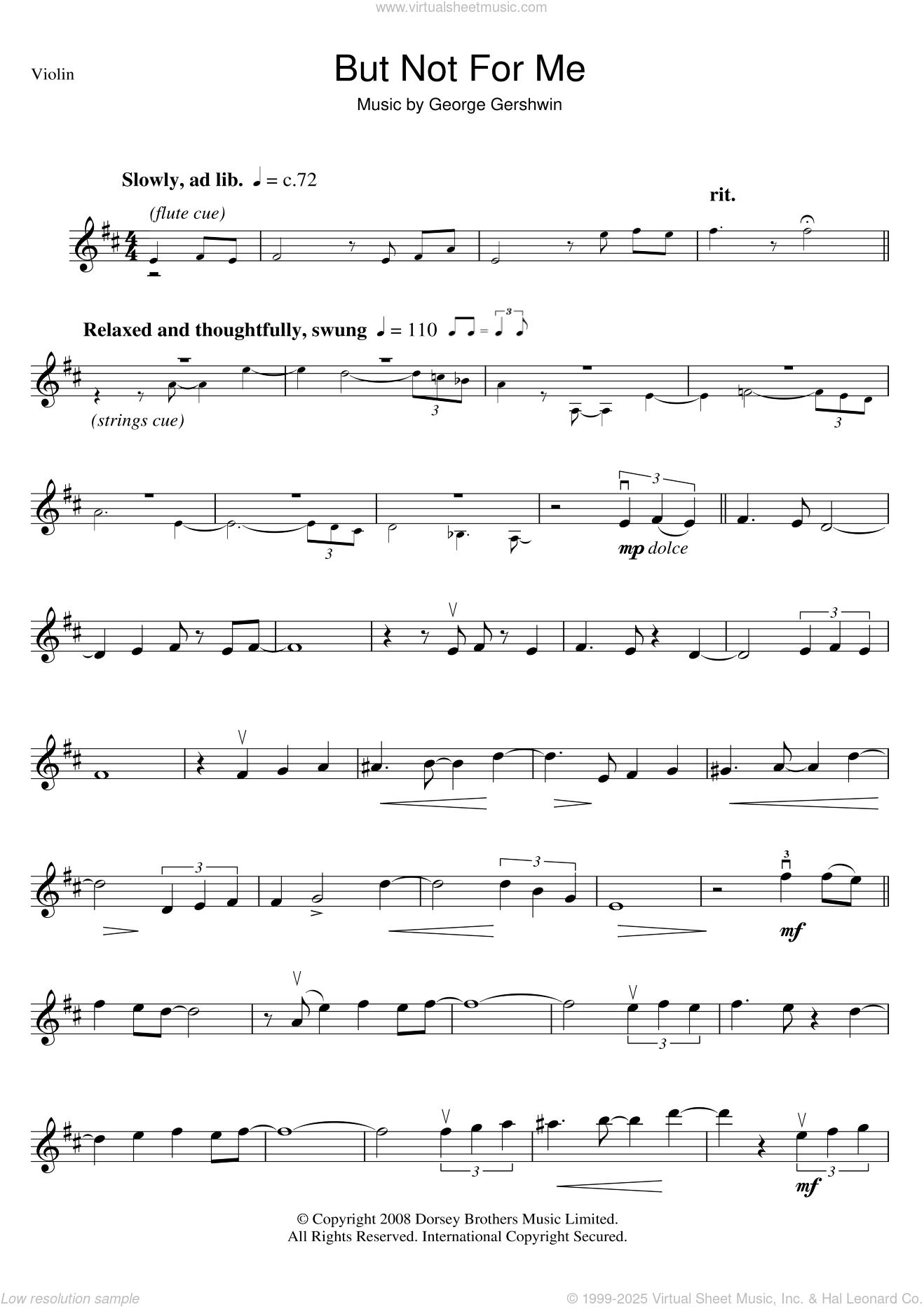 But Not For Me sheet music for violin solo (PDF)