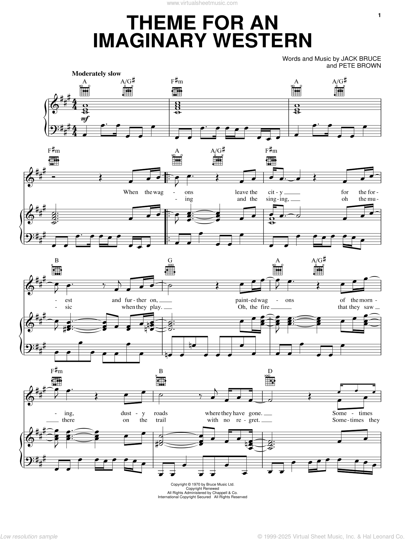 Theme For An Imaginary Western sheet music for voice, piano or guitar