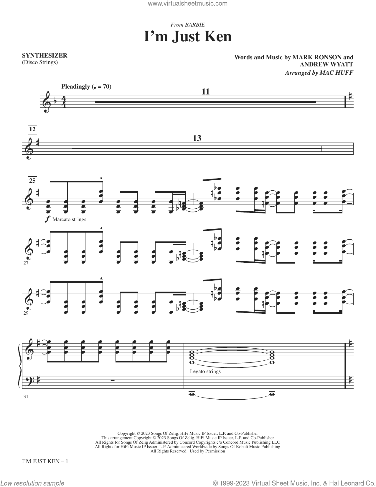 I'm Just Ken – Ryan Gosling (from Barbie) Sheet music for Piano