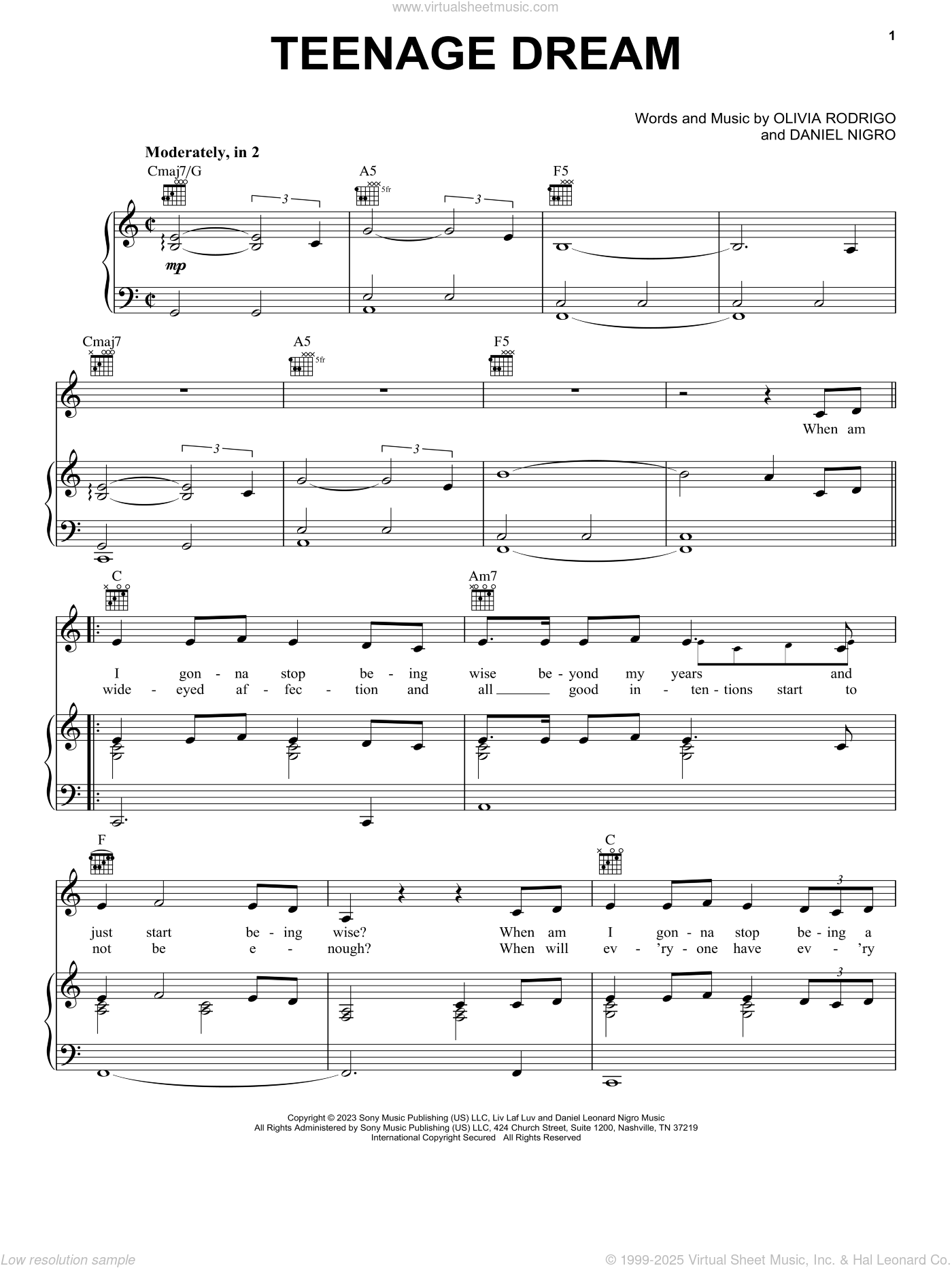 Olivia Rodrigo traitor Sheet Music Notes, Chords