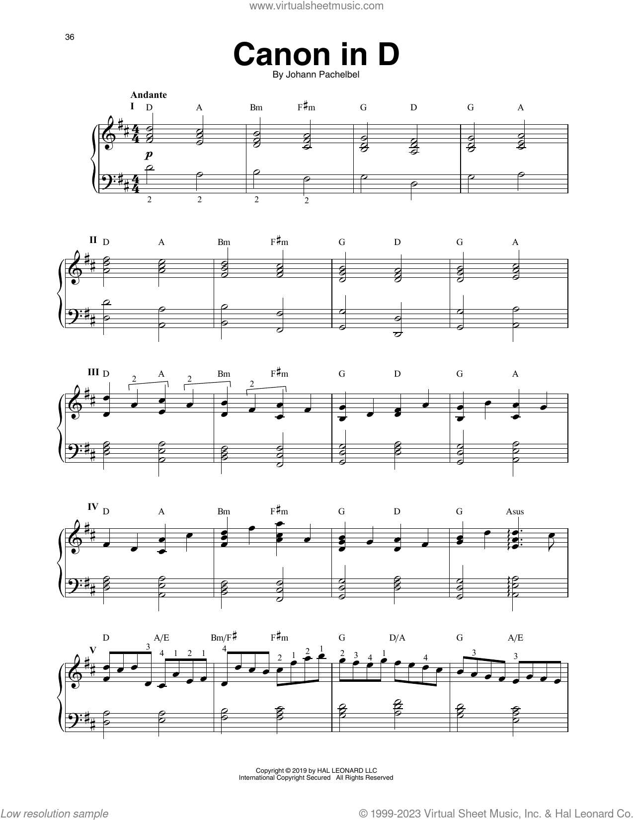 Canon In D sheet music for harp solo (PDF)