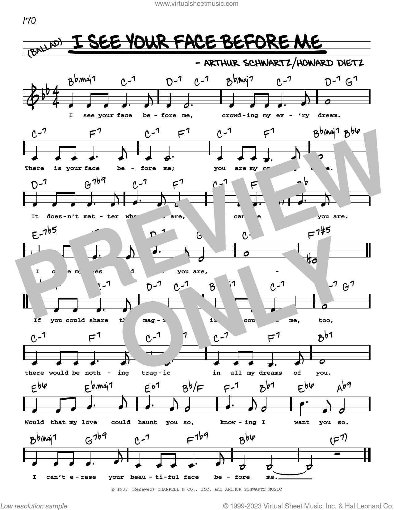 I See Your Face Before Me (Low Voice) sheet music (real book with