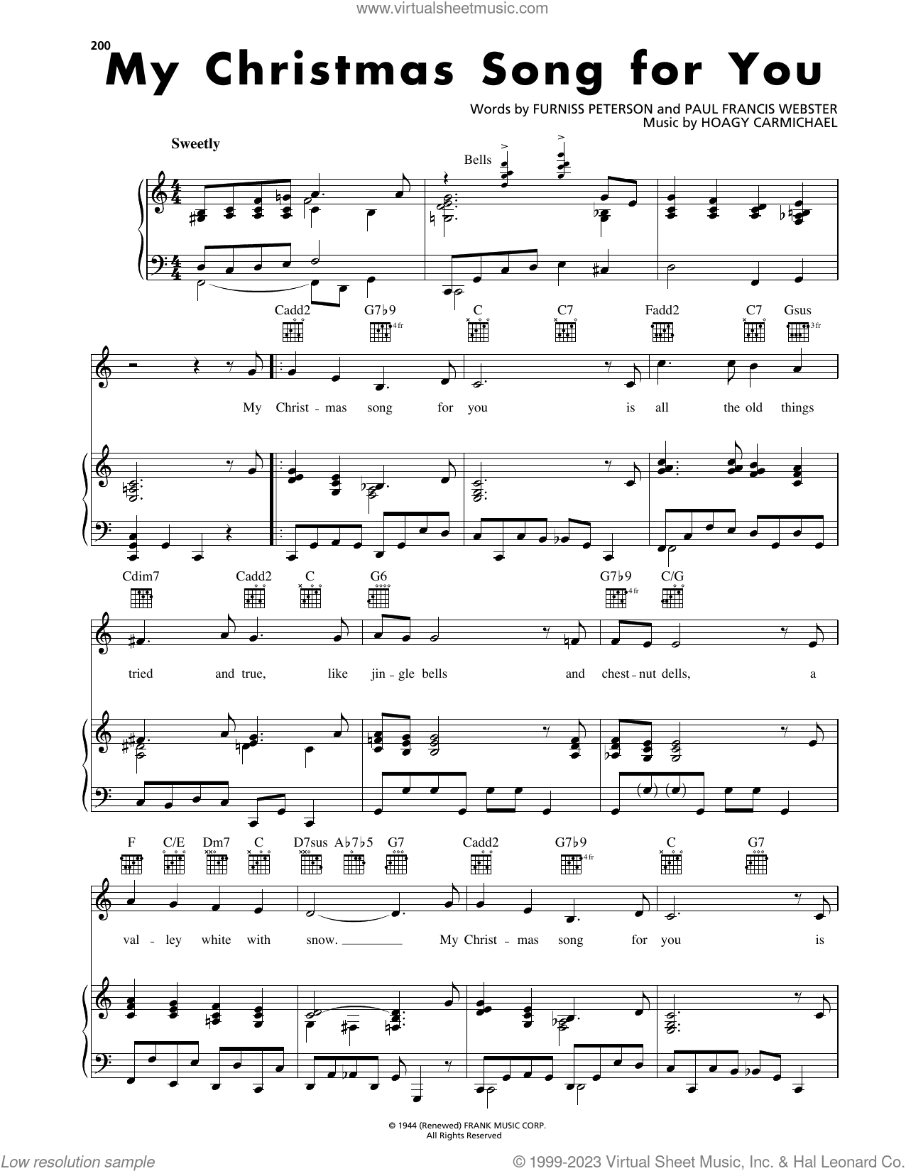 My Christmas Song For You sheet music for voice, piano or guitar