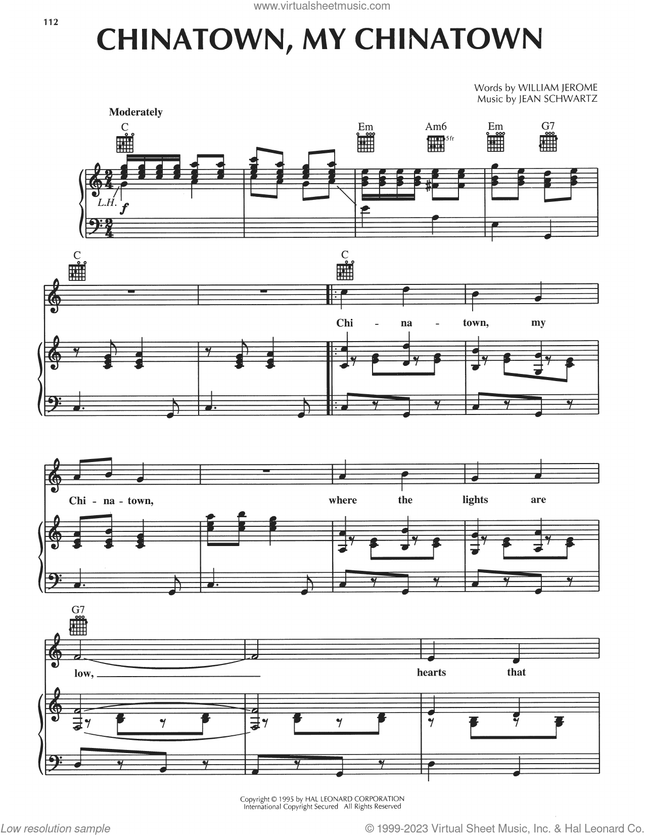 Chinatown, My Chinatown sheet music for voice, piano or guitar