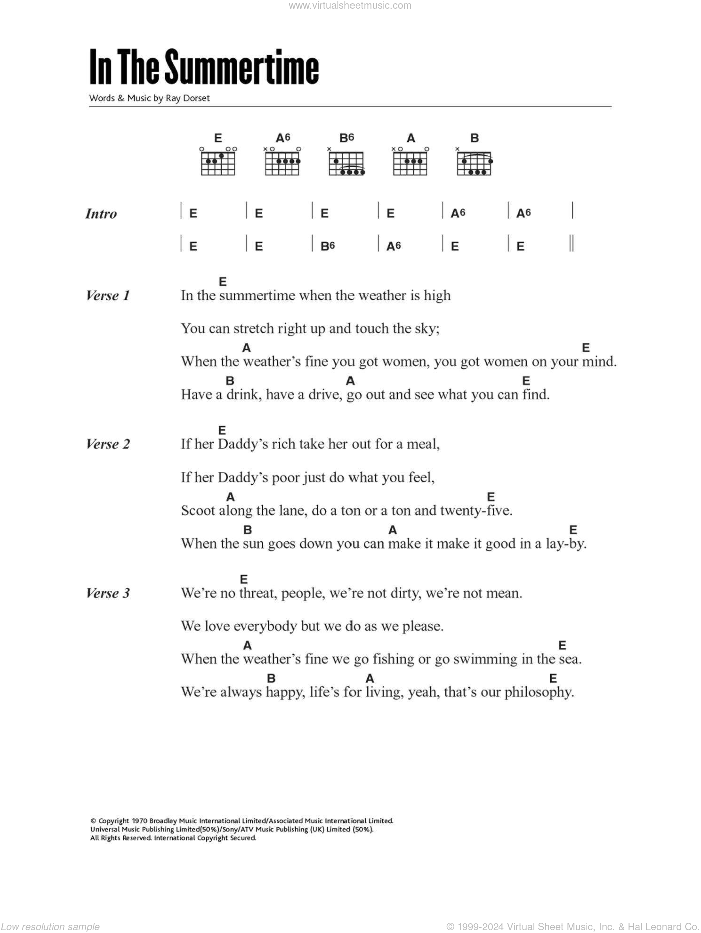 guitar chords for summertime