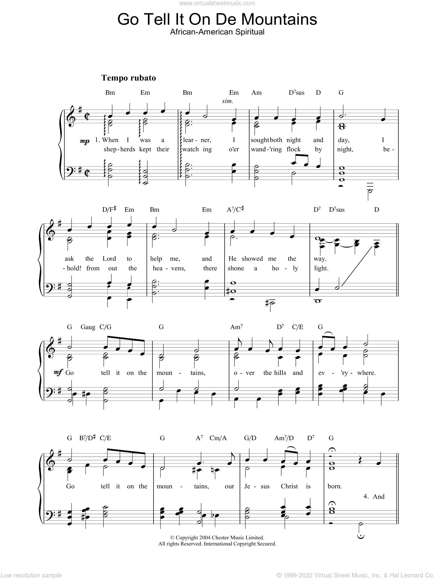 Go, Tell It On The Mountain by African-American Spiritual - Guitar Chords/Lyrics  - Guitar Instructor