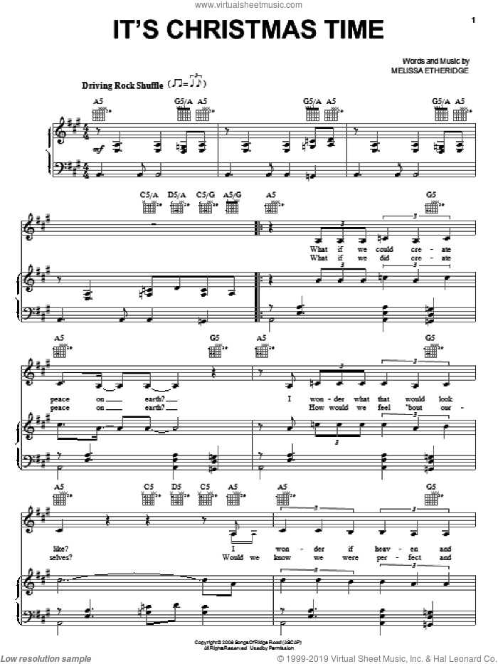 Melissa Etheridge: It's Christmas Time sheet music for voice, piano or ...