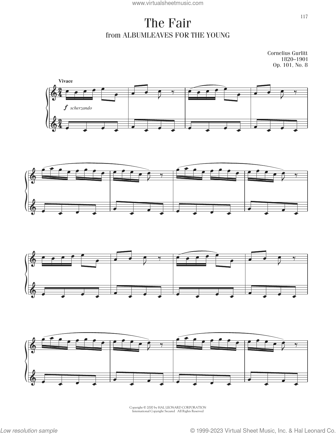 The Fair, Op. 101, No. 8 sheet music for piano solo (PDF)