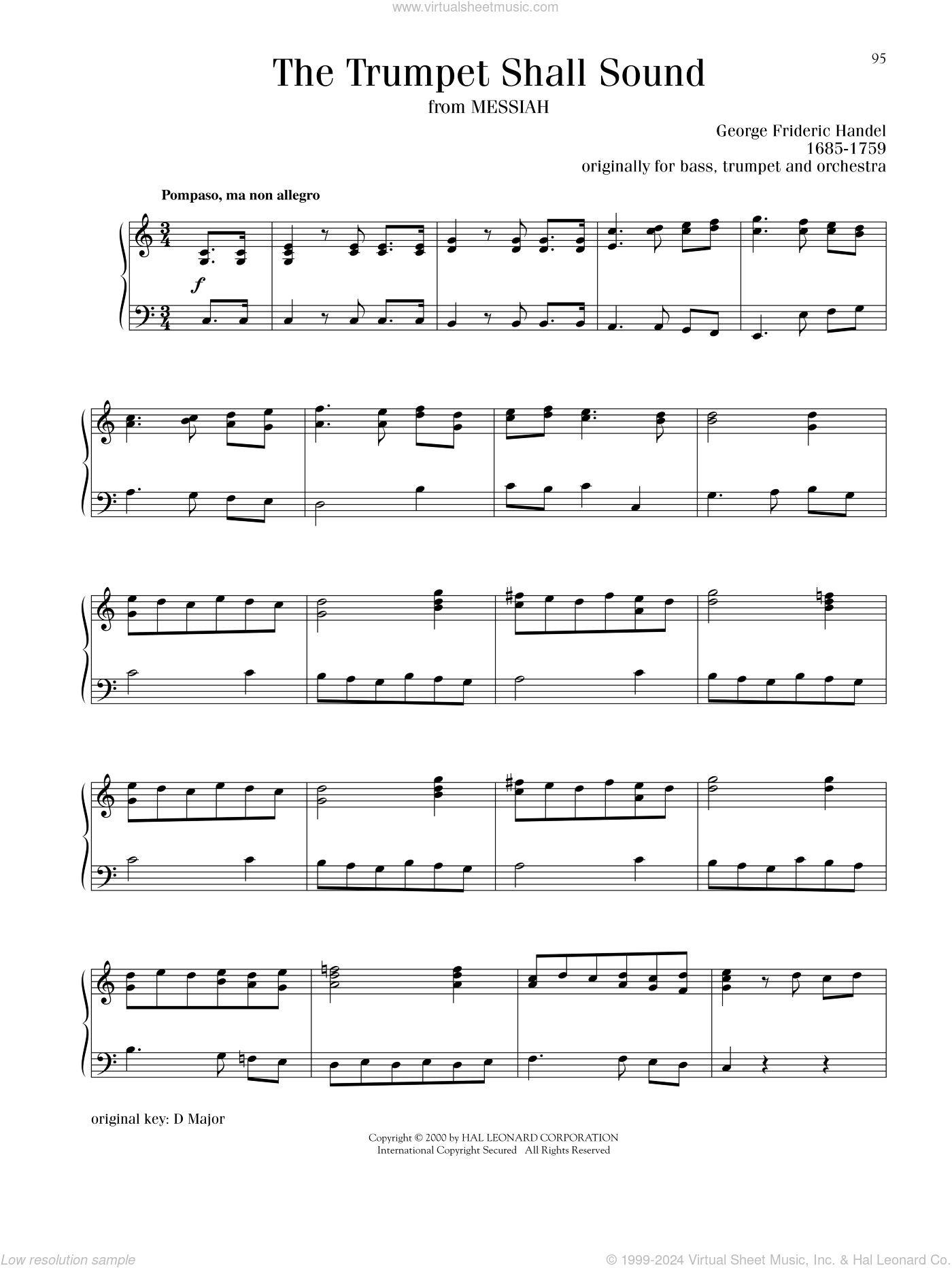 Trumpet Shall Sound sheet music for piano solo (PDF)