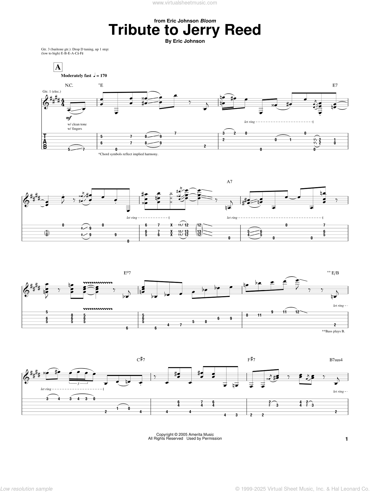 Jerry Reed Chords Tribute To Jerry Reed sheet music for guitar (tablature) (PDF)