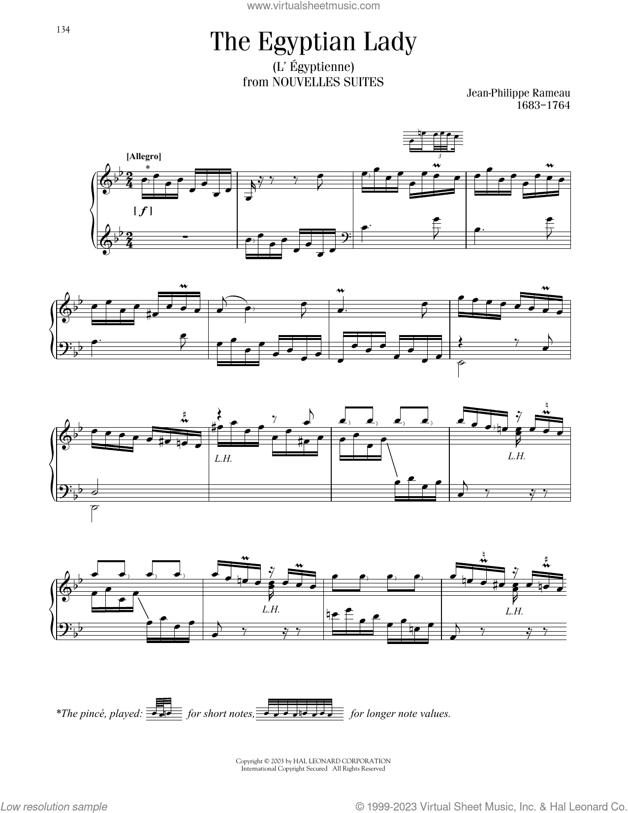 The Egyptian Lady (L'Egyptienne) sheet music for piano solo (PDF)