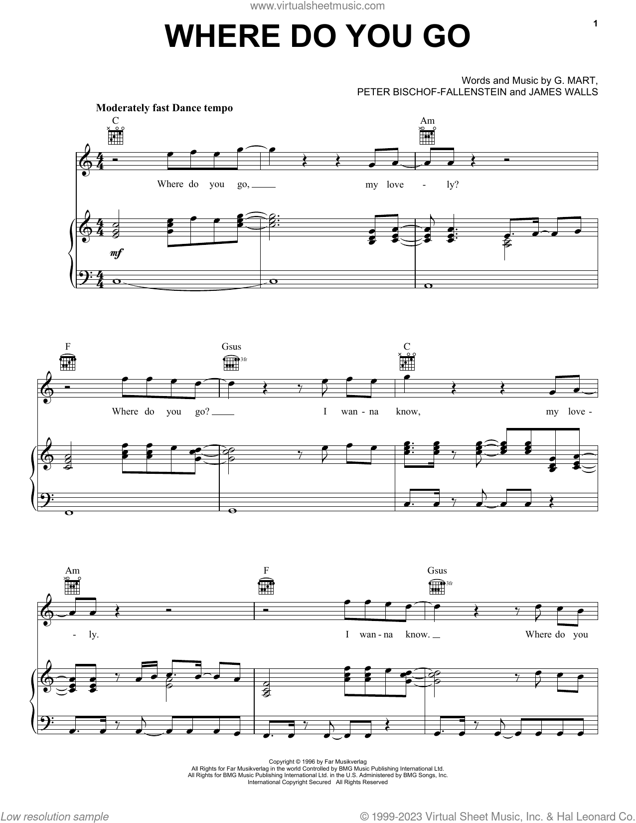 Where Do You Go sheet music for voice, piano or guitar (PDF)