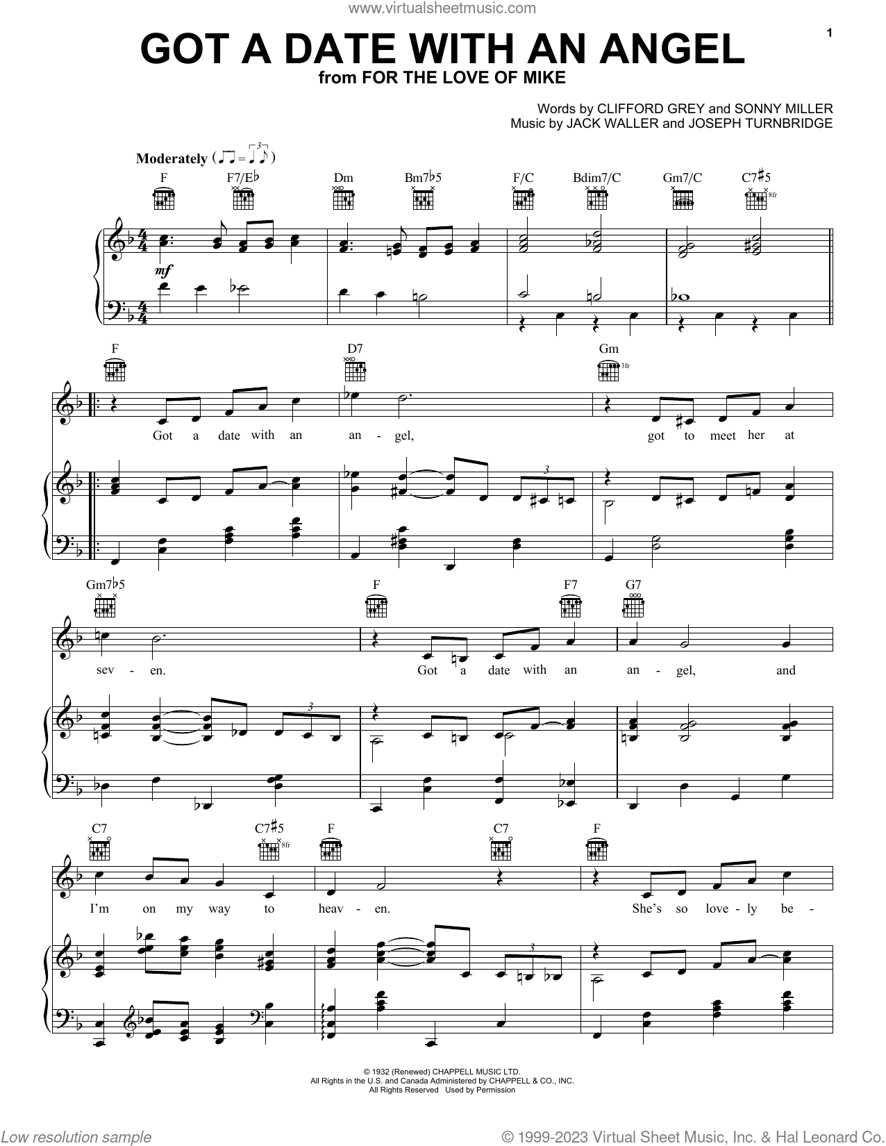 Got A Date With An Angel sheet music for voice, piano or guitar