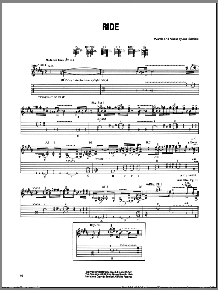 Ride sheet music for guitar (tablature) (PDF)
