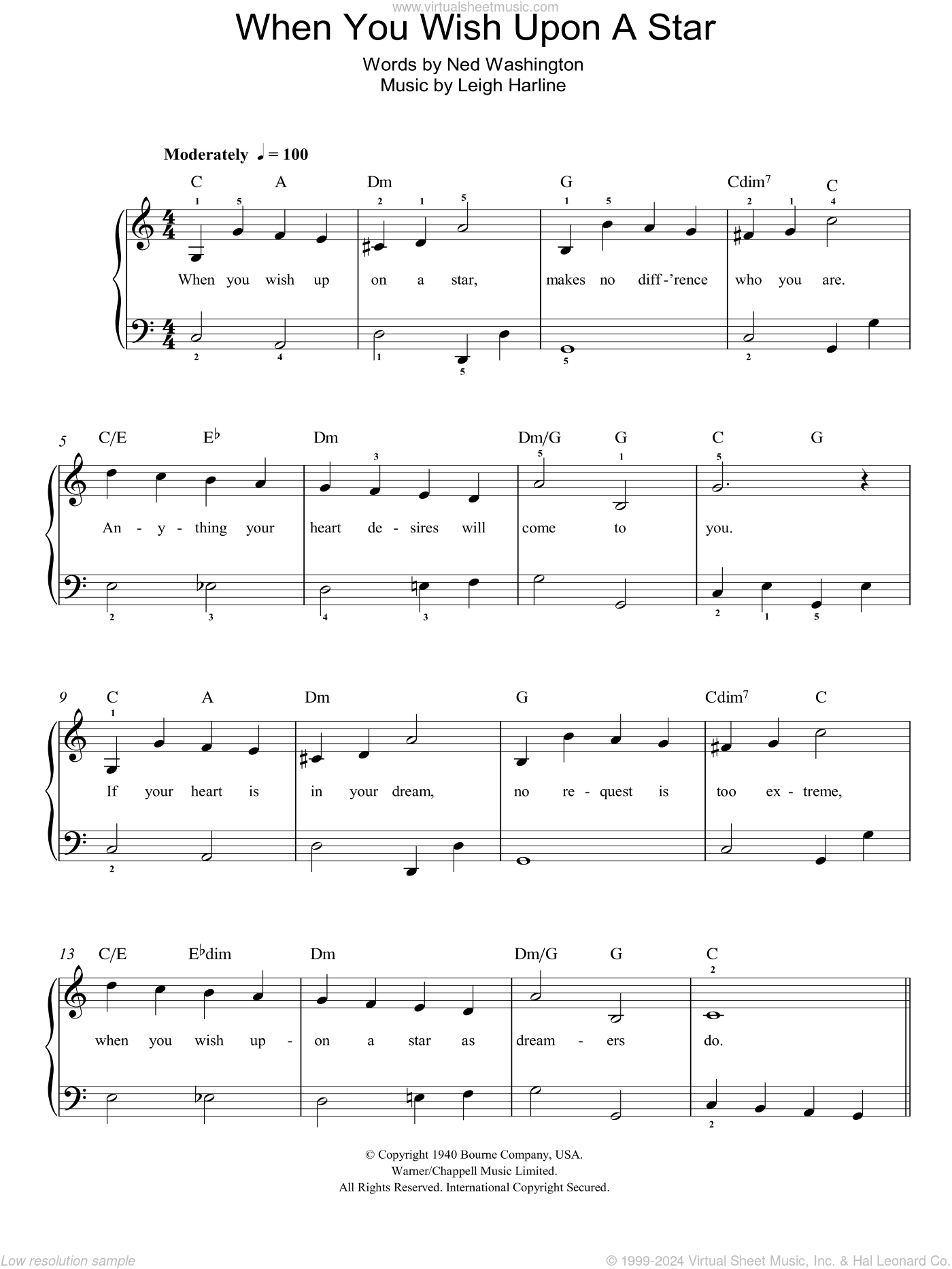 Edwards When You Wish Upon A Star Sheet Music For Piano Solo