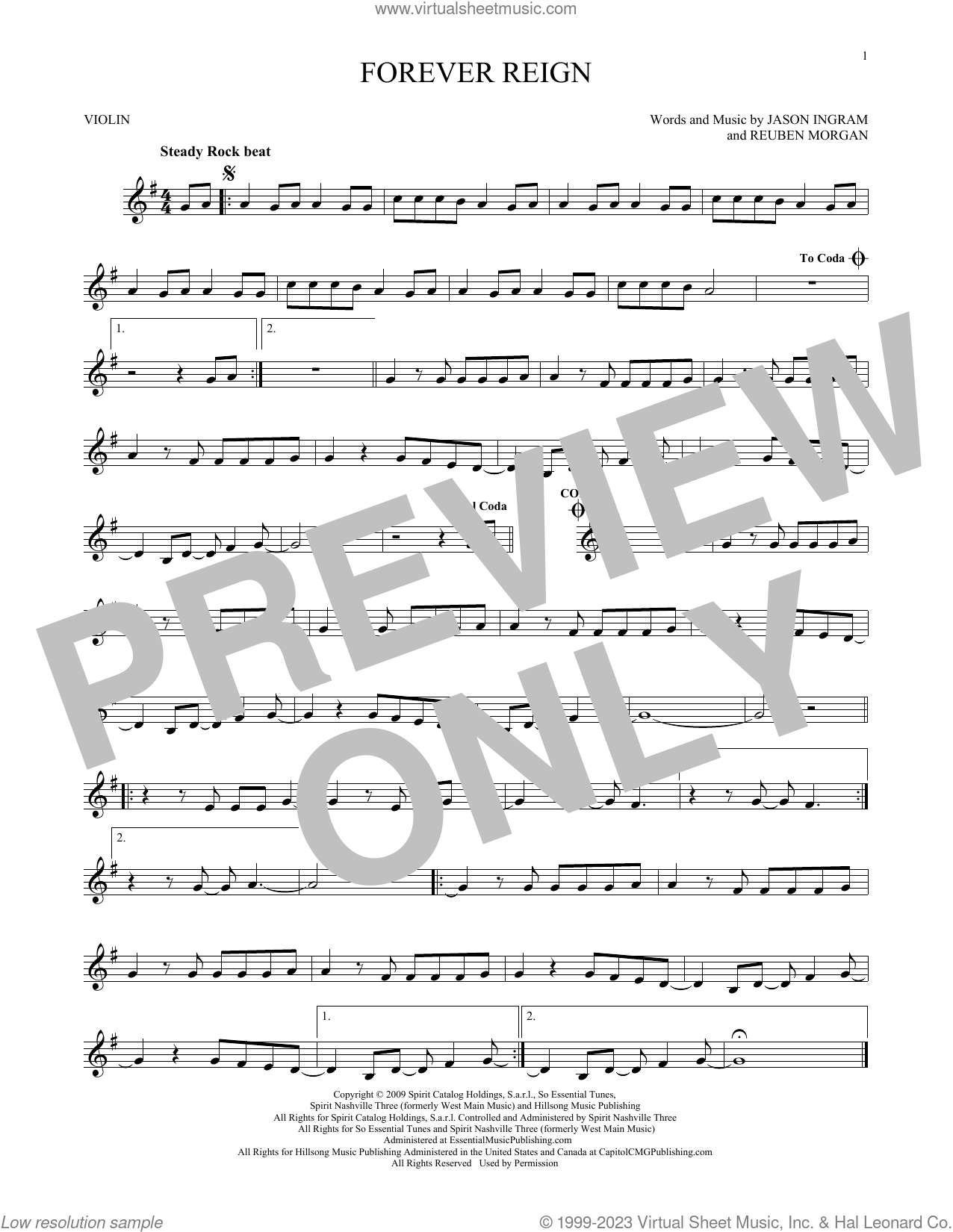Forever Reign sheet music for violin solo (PDFinteractive)