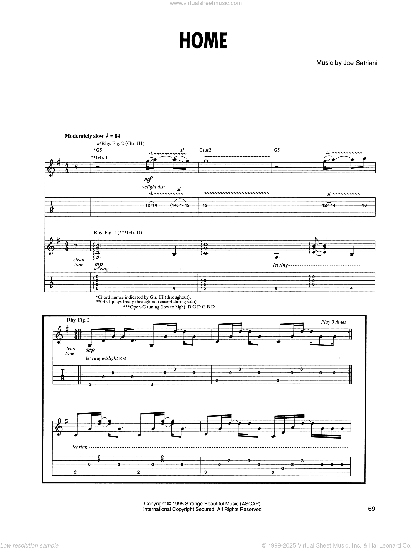 Joe Satriani: Home sheet music for guitar (tablature) (PDF)